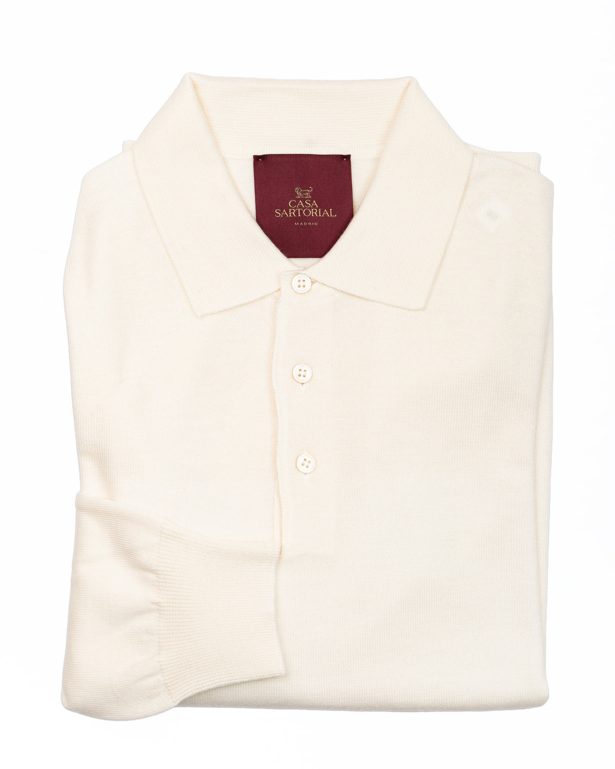 LONG SLEEVE KNITTED POLO CASA SARTORIAL - ECRU