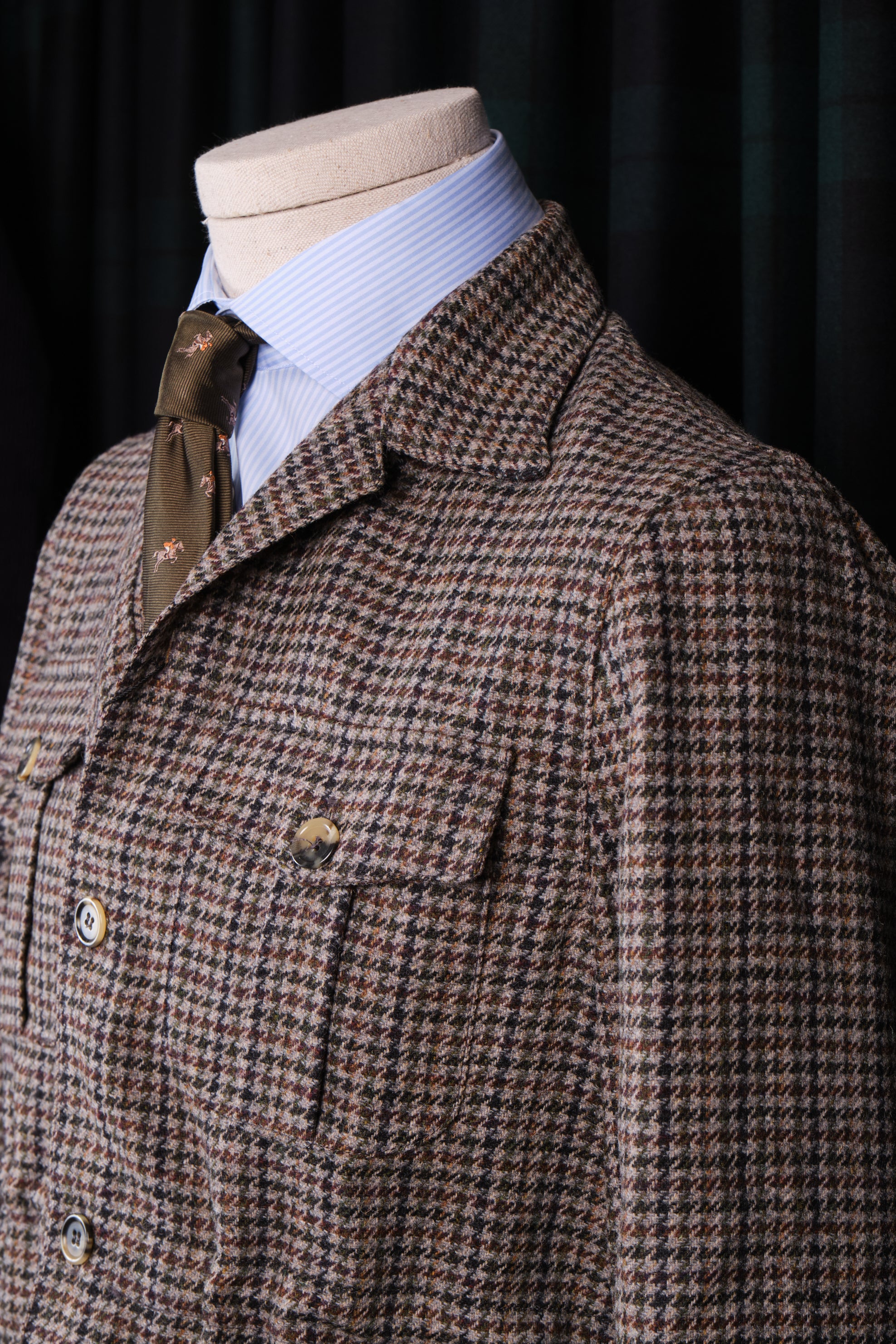 Sahariana Lana Tweed Houndstooth Grey / CASA SARTORIAL