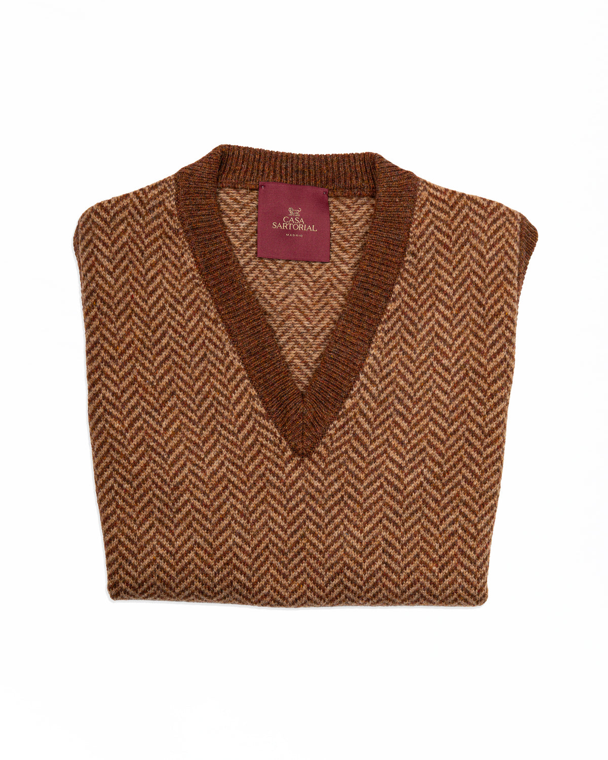 Knitted Sleeveless Vest Casa Sartorial - Caramel Brown