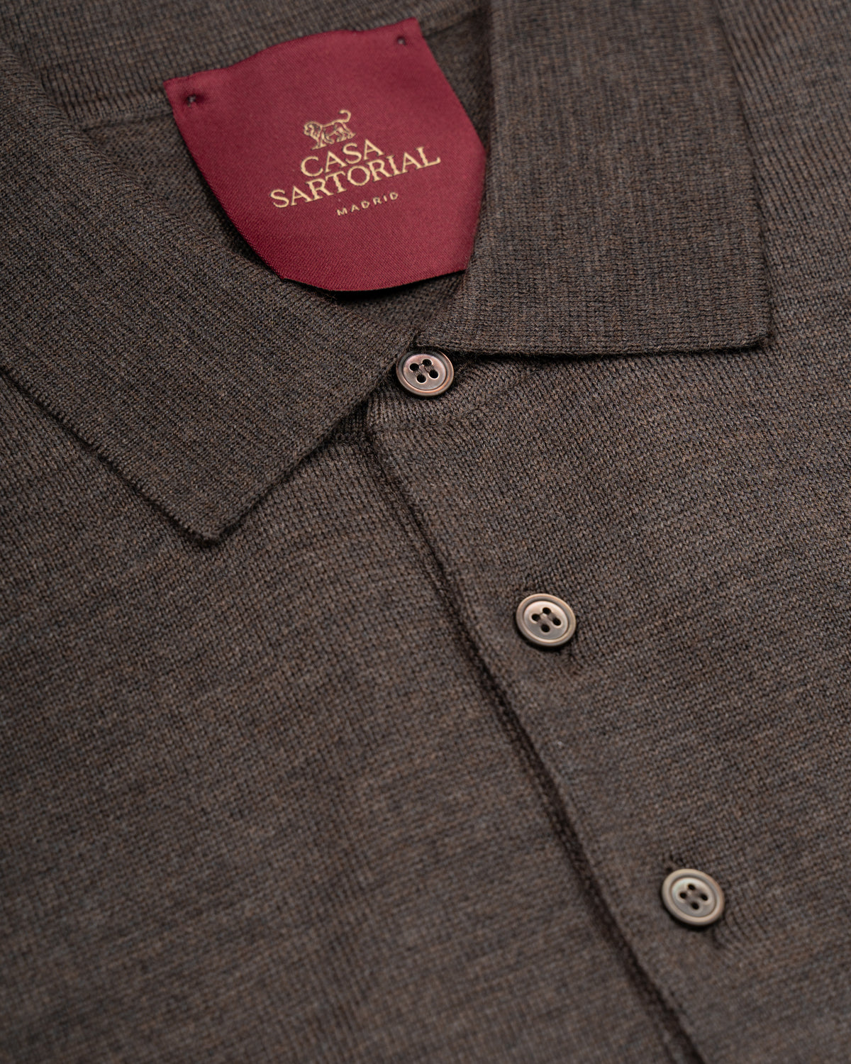 Long Sleeve Knitted Polo Casa Sartorial - Brown