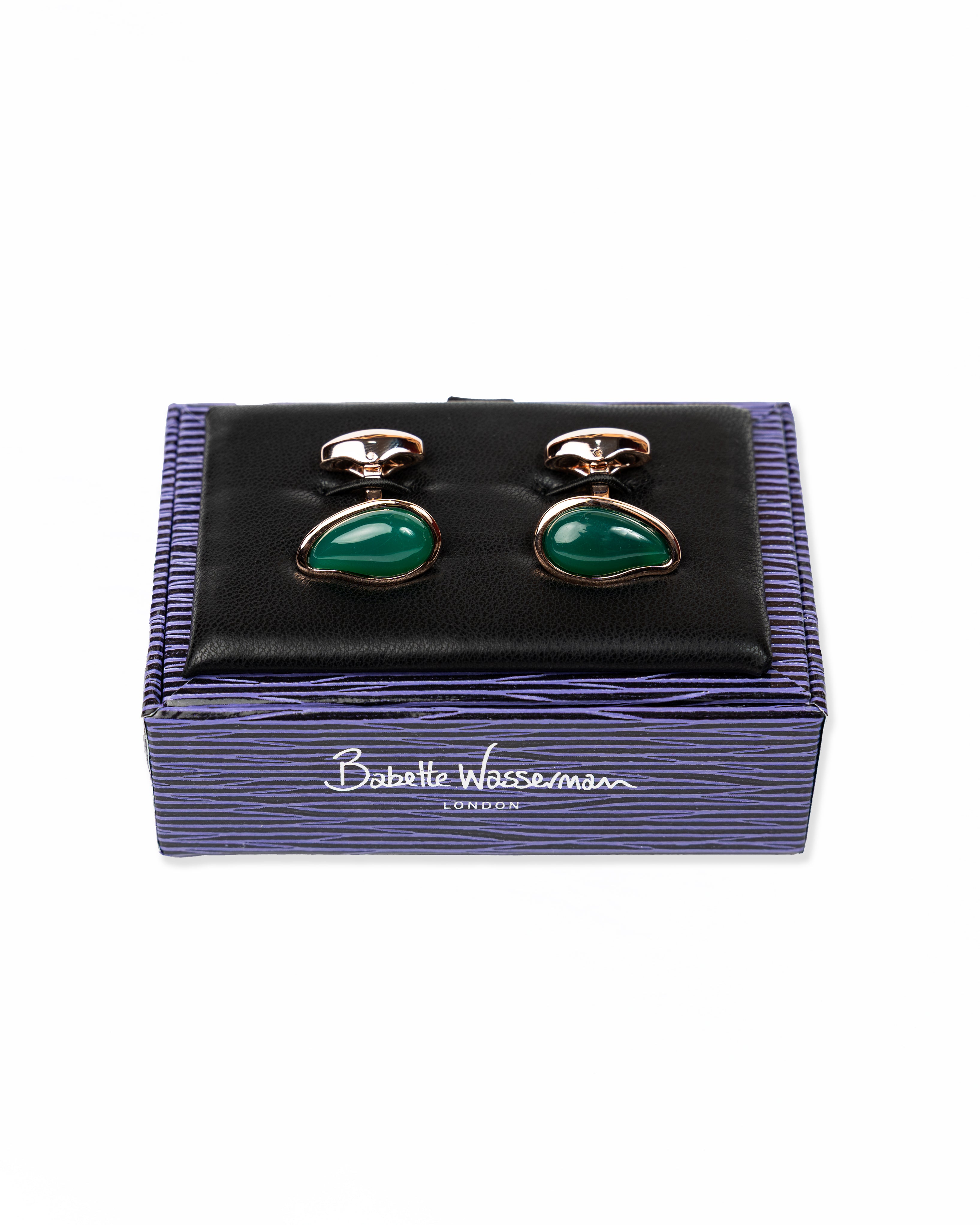 Chakra Pebble Cufflinks Green Agate | Babette Wasserman