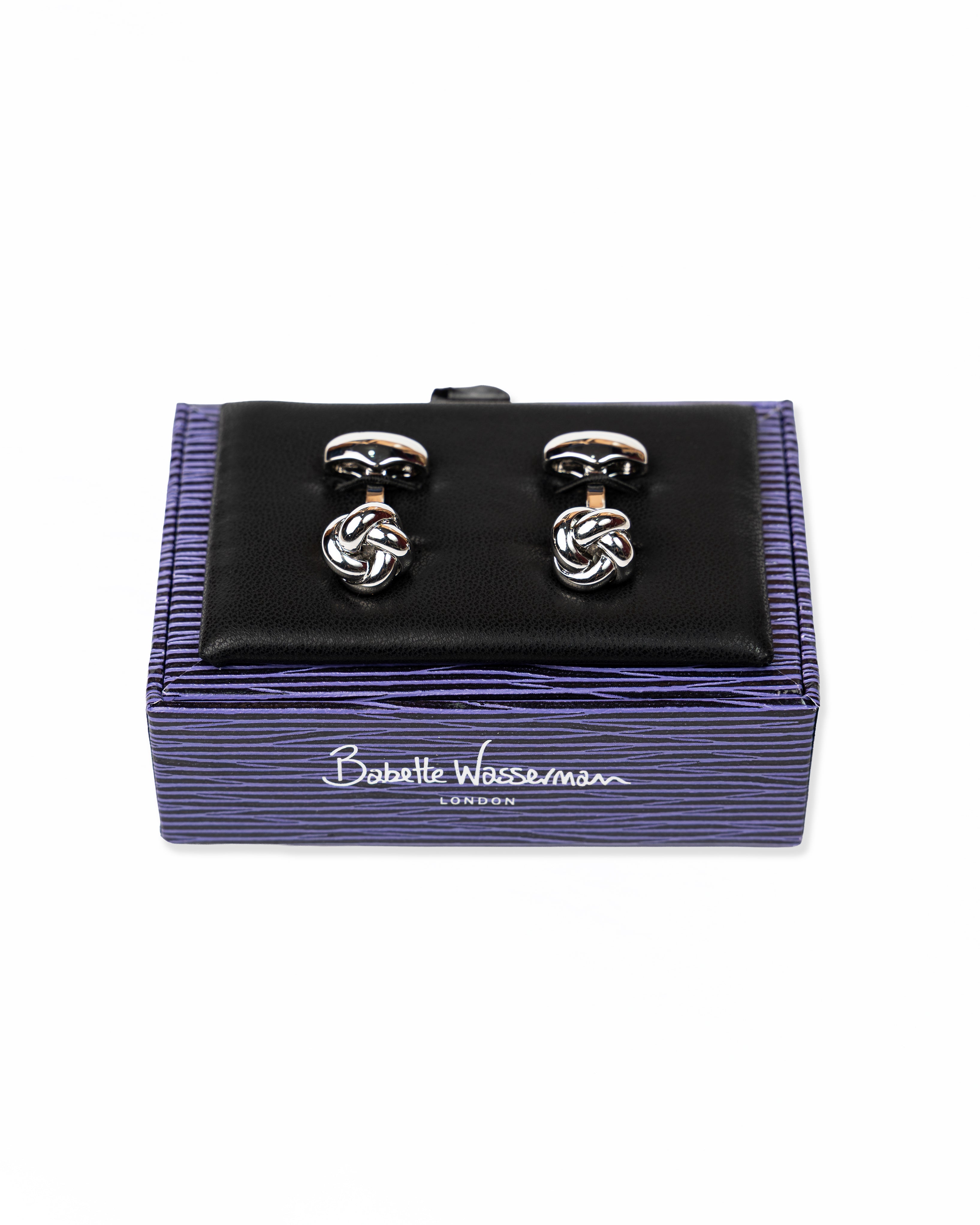 Knot Smooth Cufflinks Rhodium | Babette Wasserman
