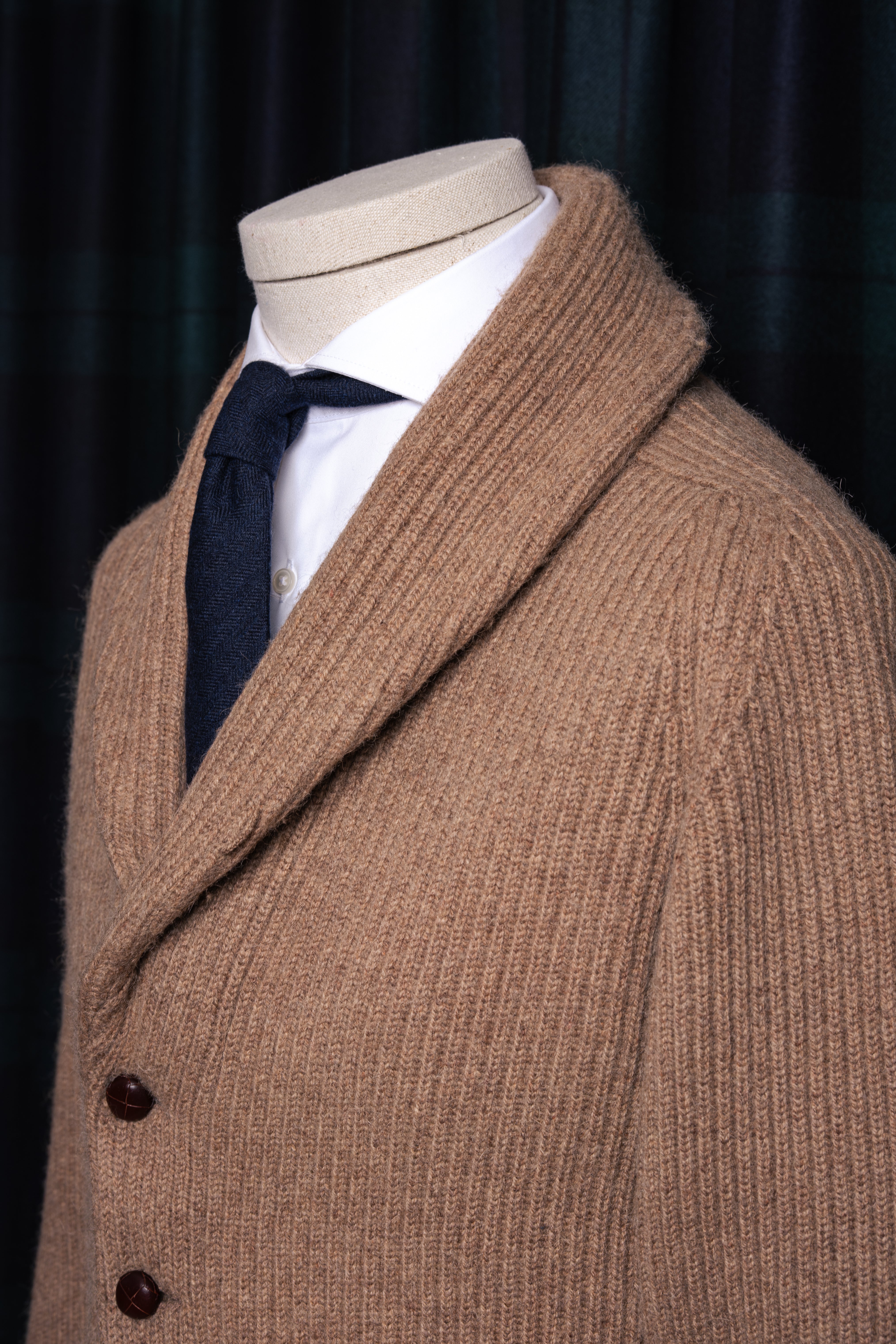 Camel hair Shawl Collar Cardigan Tabaco / CASA SARTORIAL