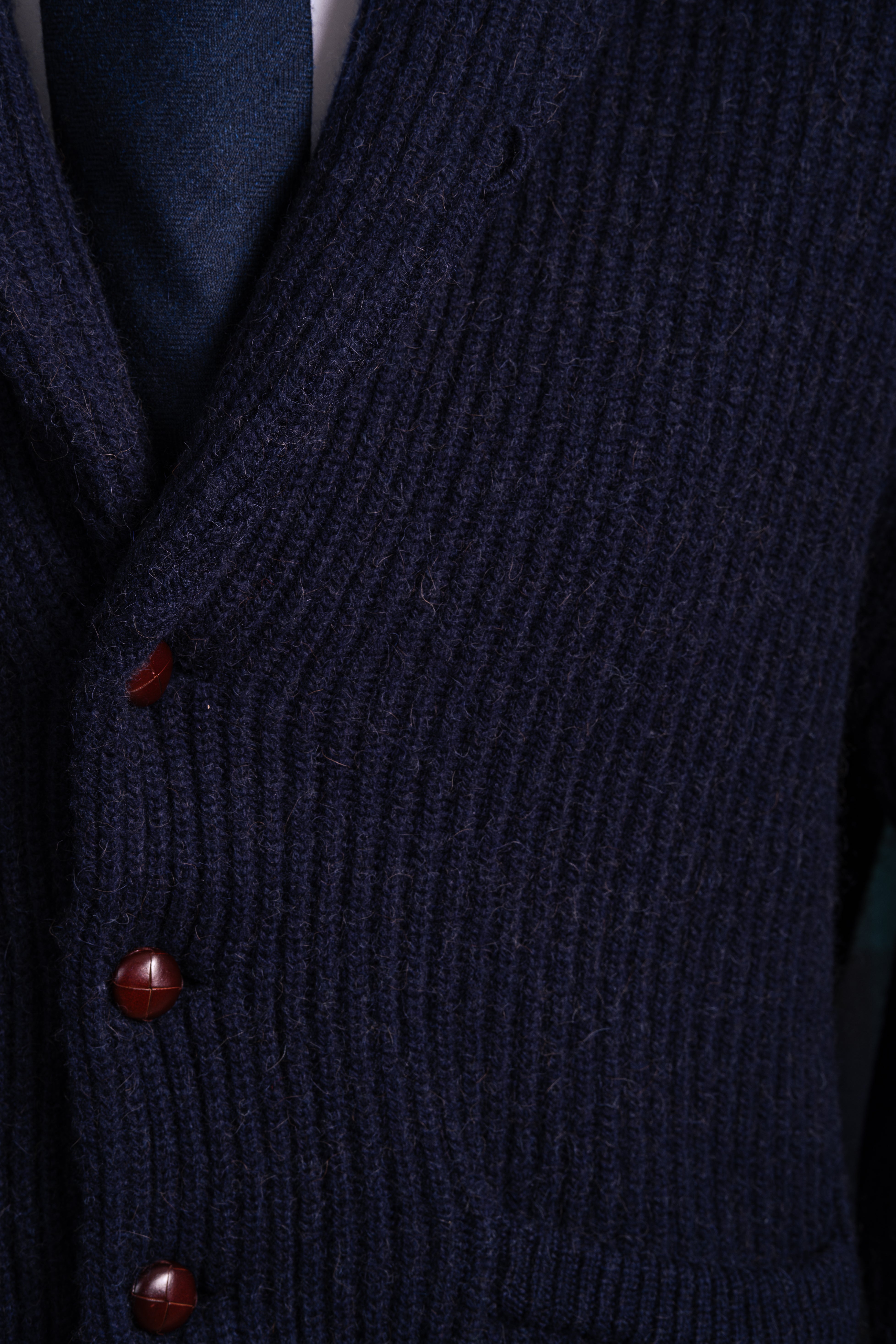 Camel hair Shawl Collar Cardigan Navy Blue / CASA SARTORIAL