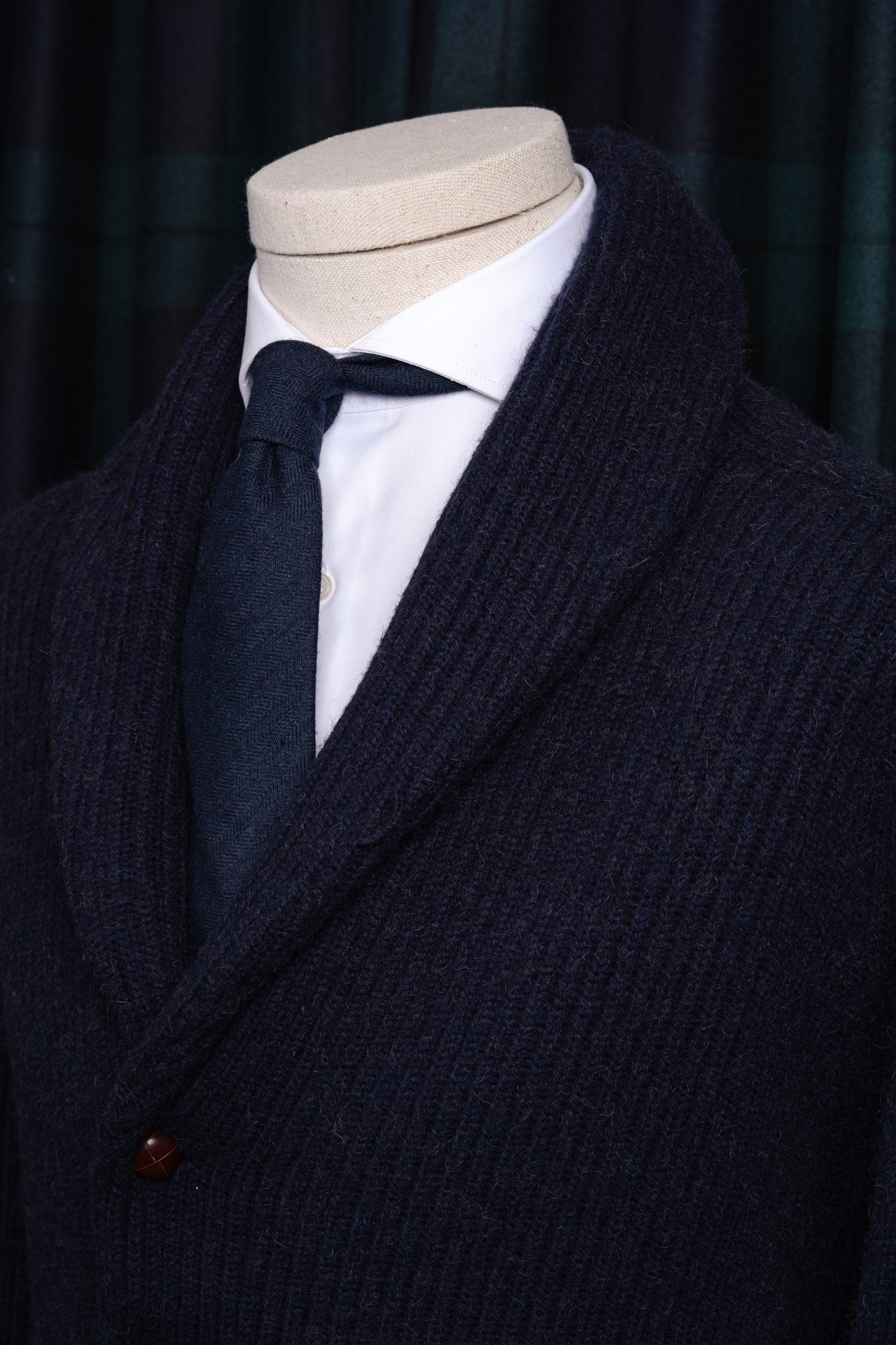 Camel hair Shawl Collar Cardigan Navy Blue / CASA SARTORIAL