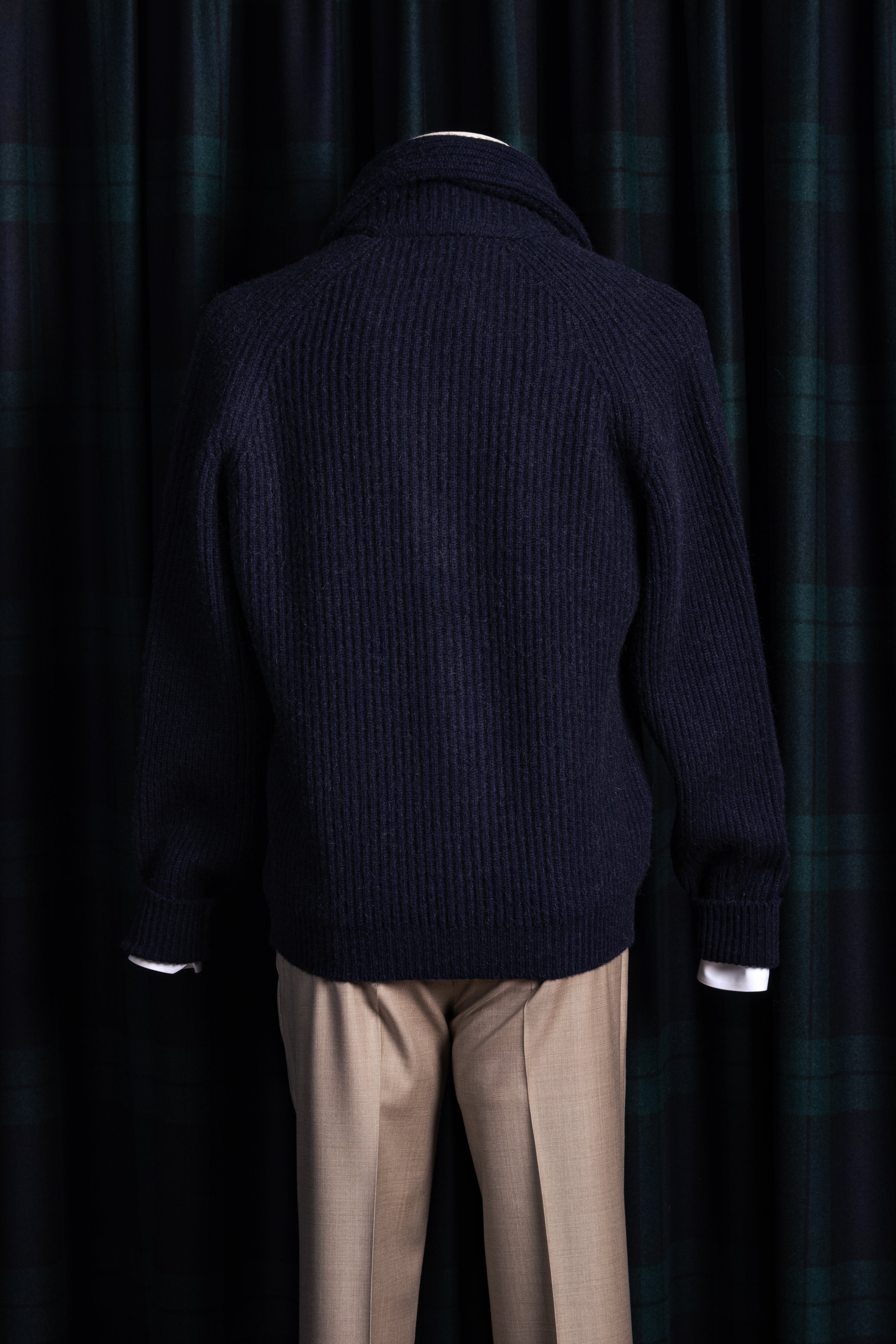 Camel hair Shawl Collar Cardigan Navy Blue / CASA SARTORIAL