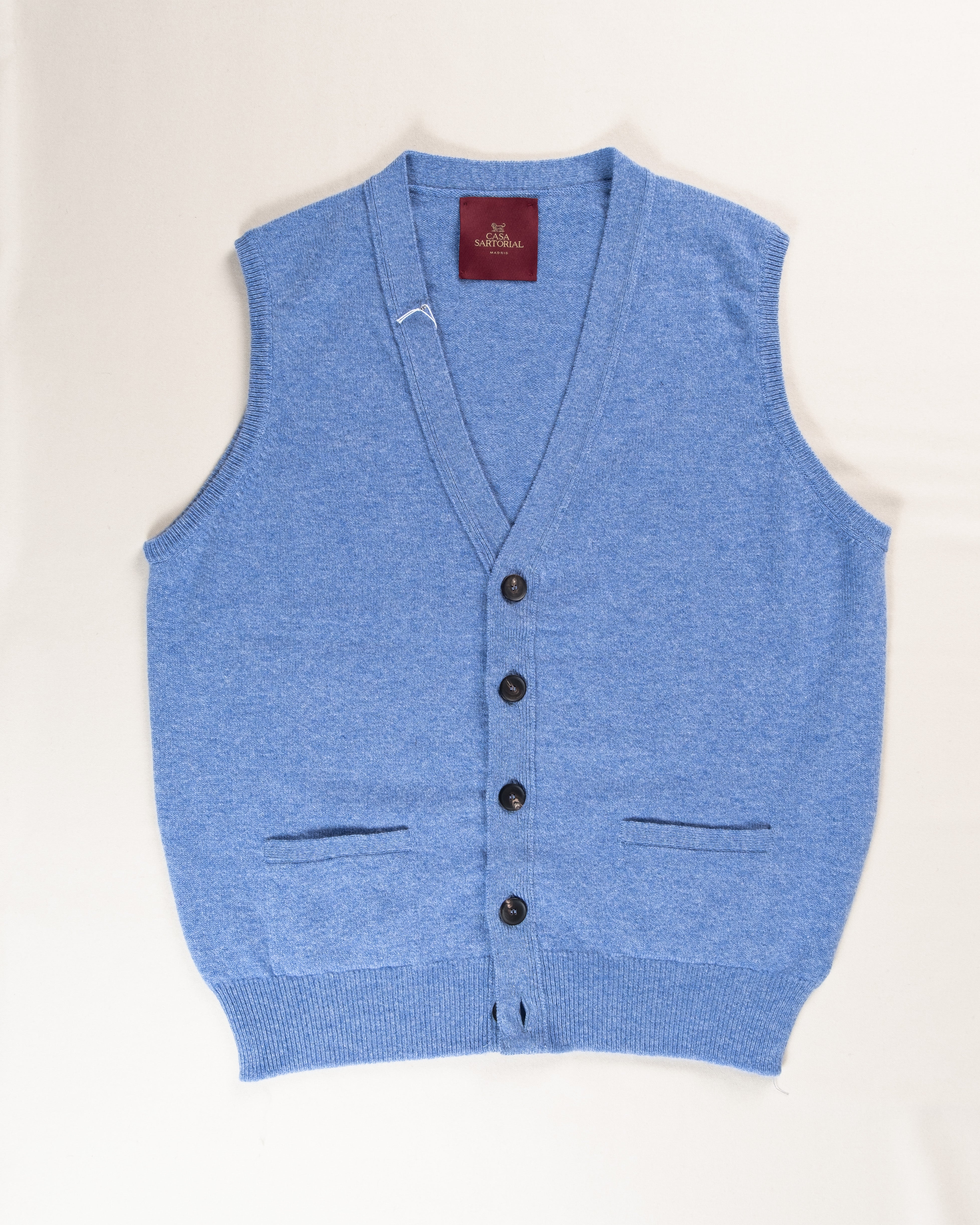 Lambswool Sleeveless Cardigan Surf / CASA SARTORIAL