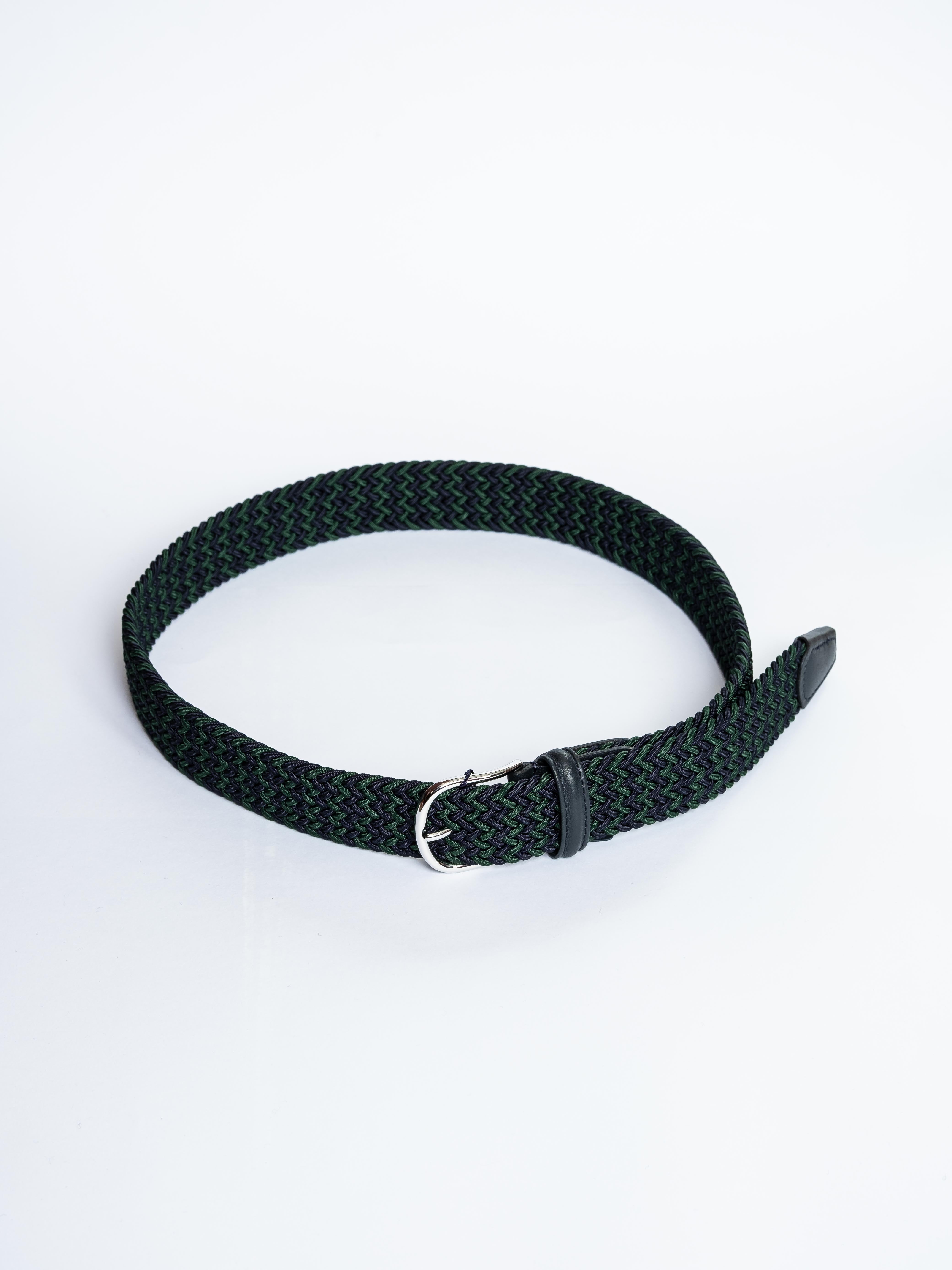 Cinturon de Piel & Elastico Navy - Verde / ANDERSON'S