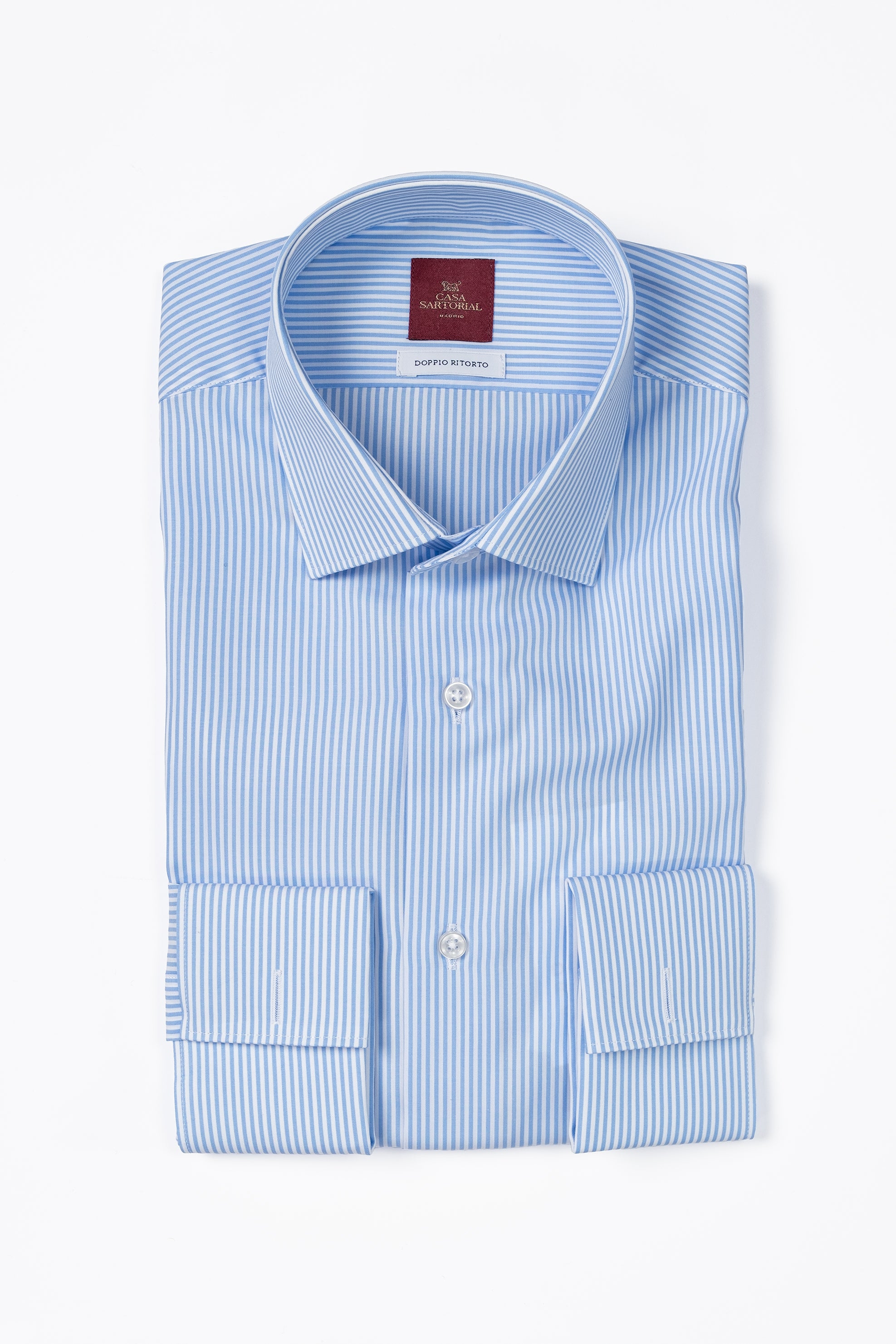 Camisa RTW Algodón Doppio Ritorto Líneas Celestes / CASA SARTORIAL