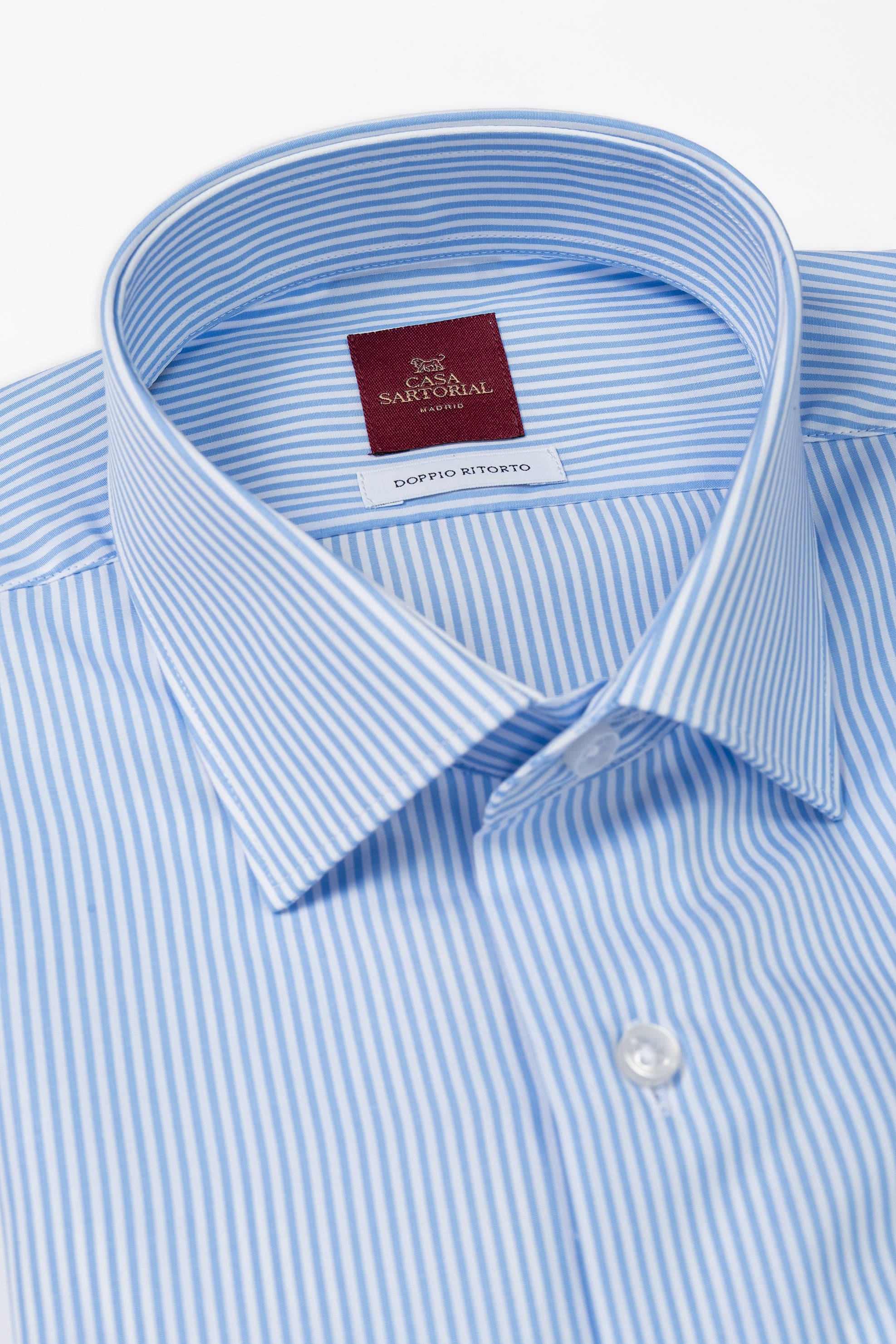 Camisa RTW Algodón Doppio Ritorto Líneas Celestes / CASA SARTORIAL