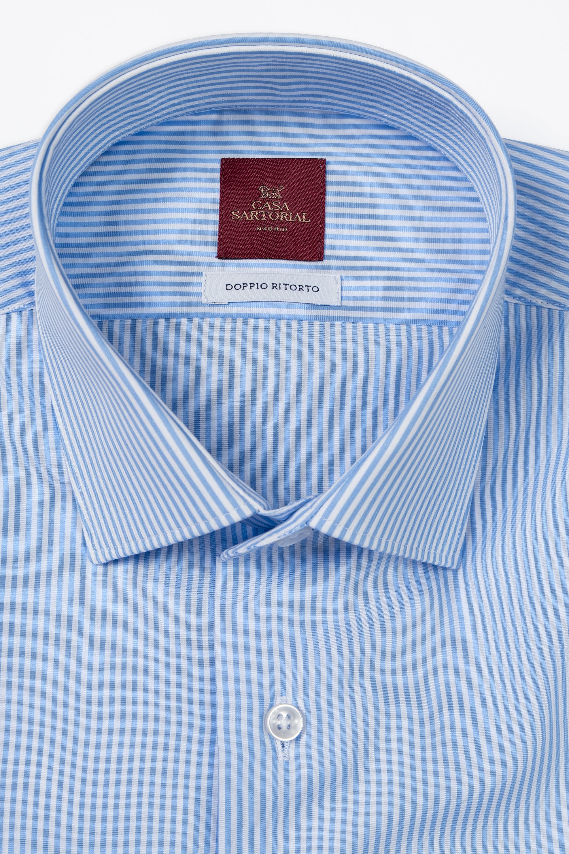 Camisa RTW Algodón Doppio Ritorto Líneas Celestes / CASA SARTORIAL