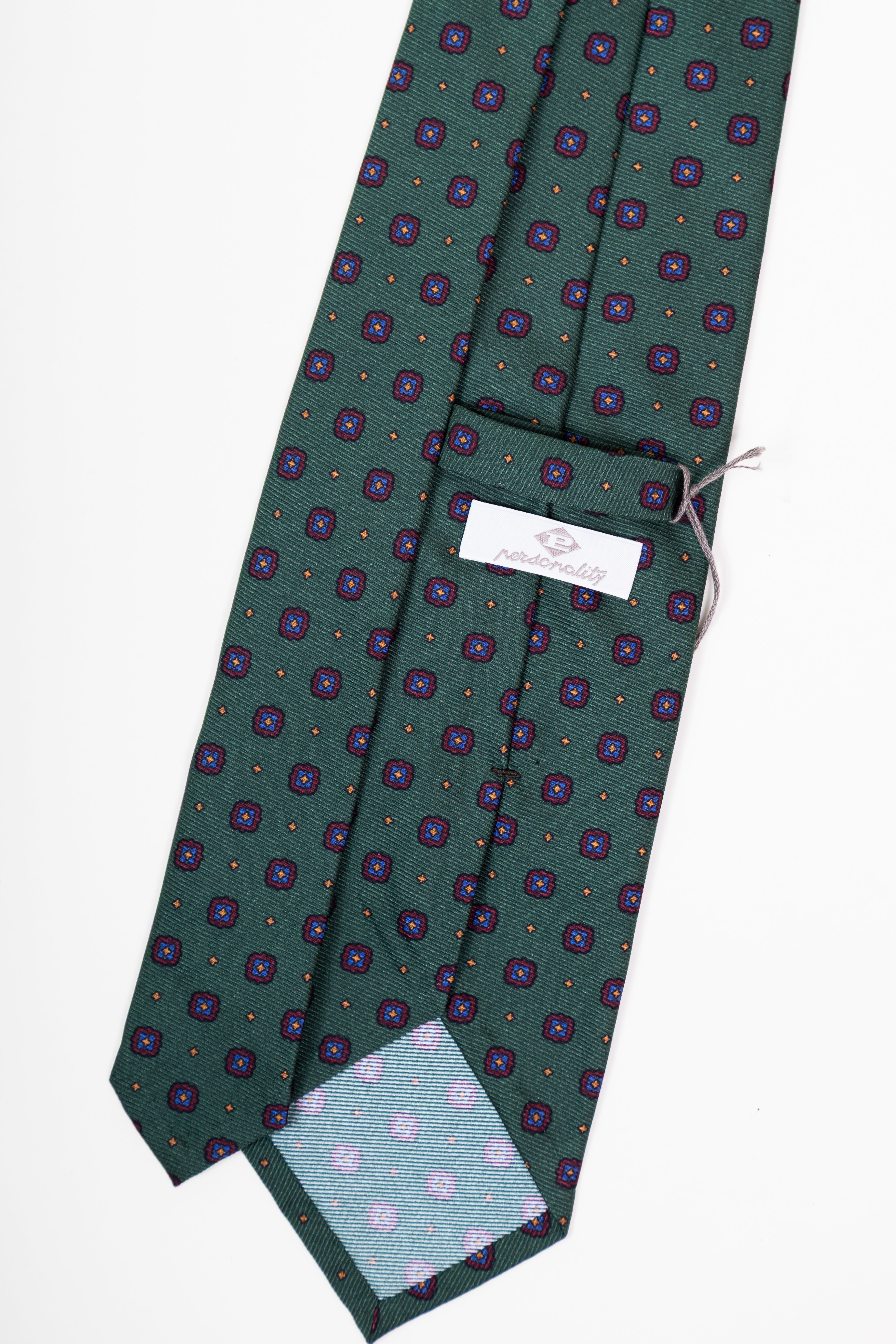 Corbata de seda printed twill Floral motive racing green / CASA SARTORIAL