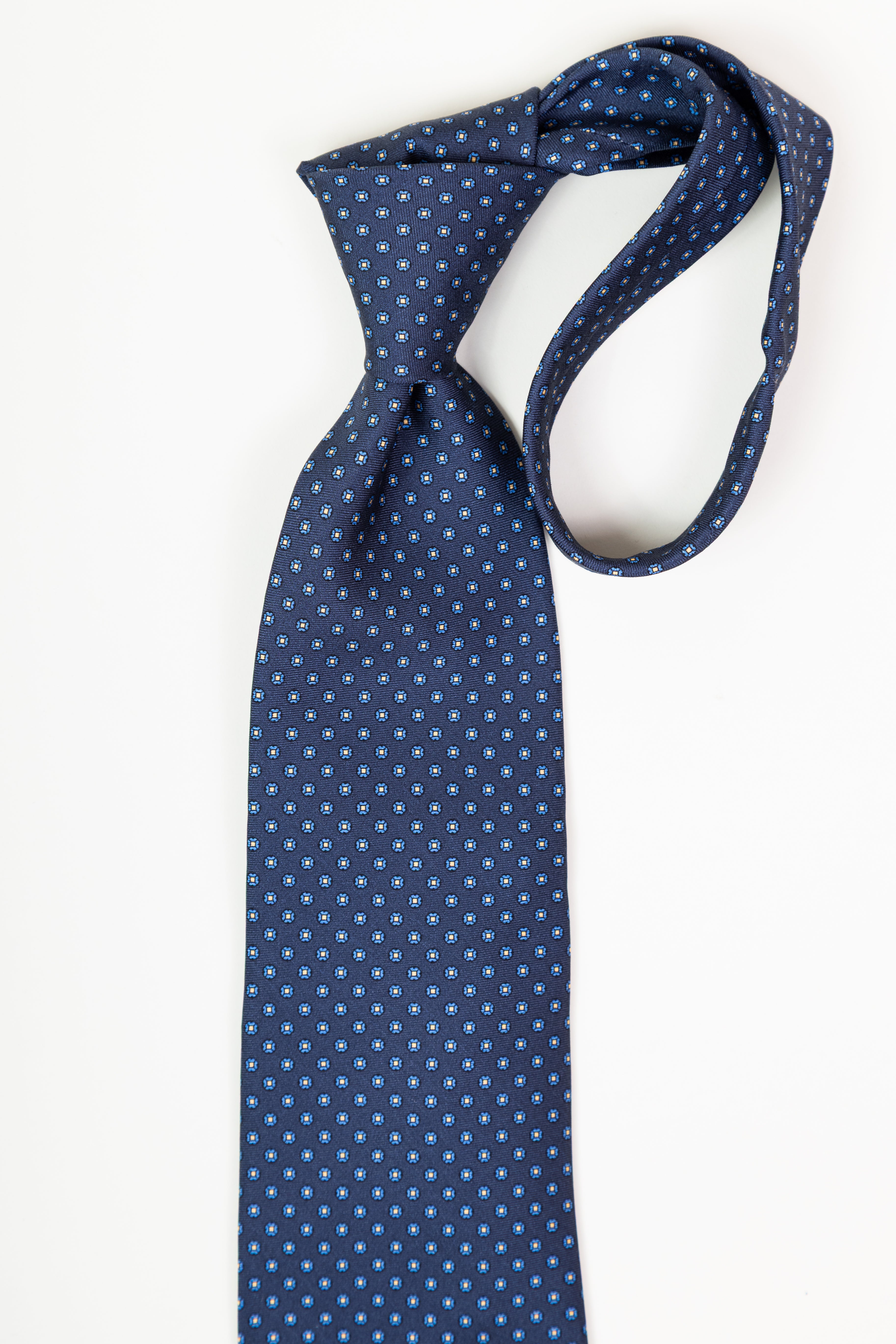 Corbata de seda printed floral navy and blue / CASA SARTORIAL