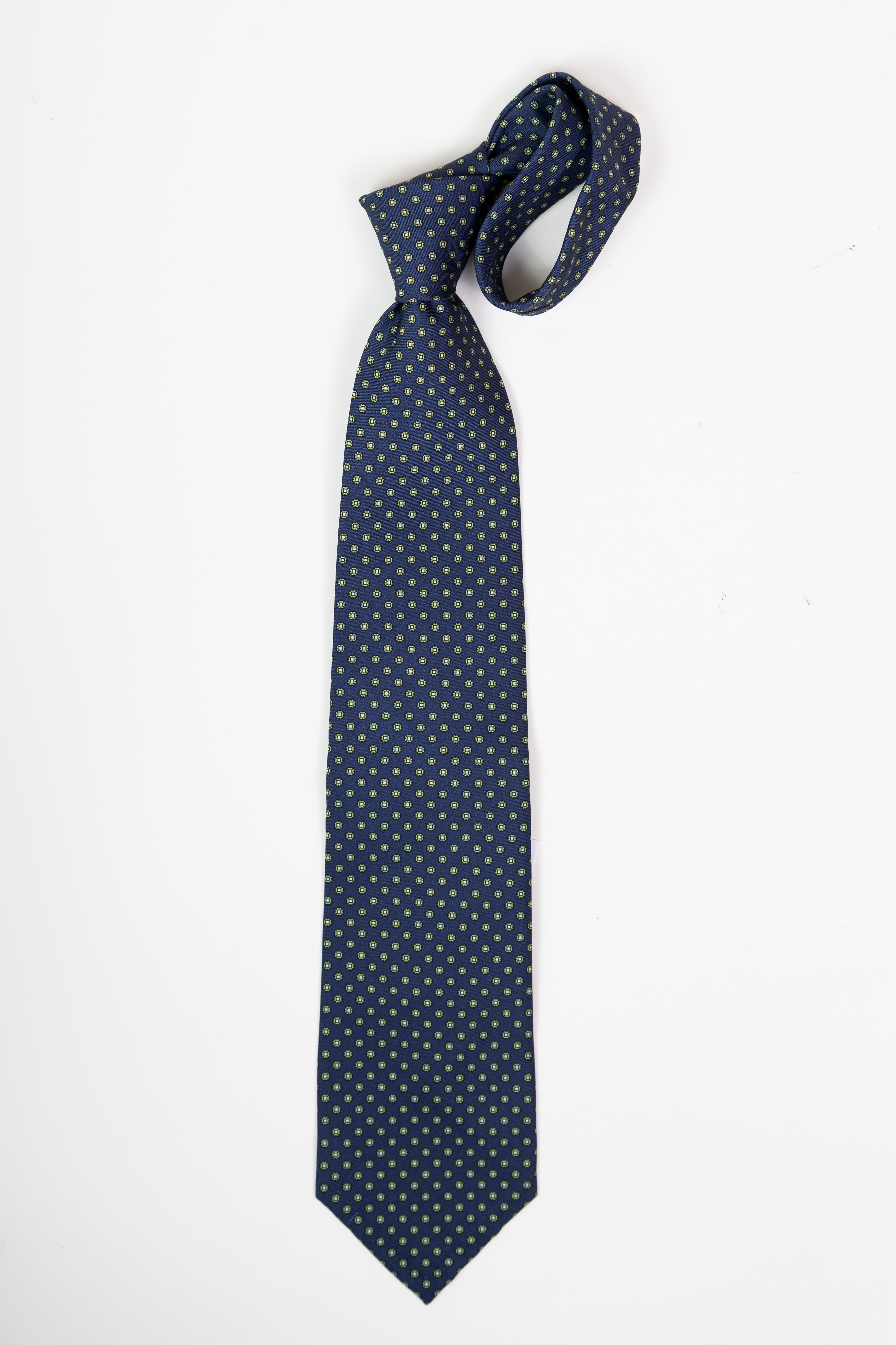 Corbata de seda printed floral navy and green / CASA SARTORIAL