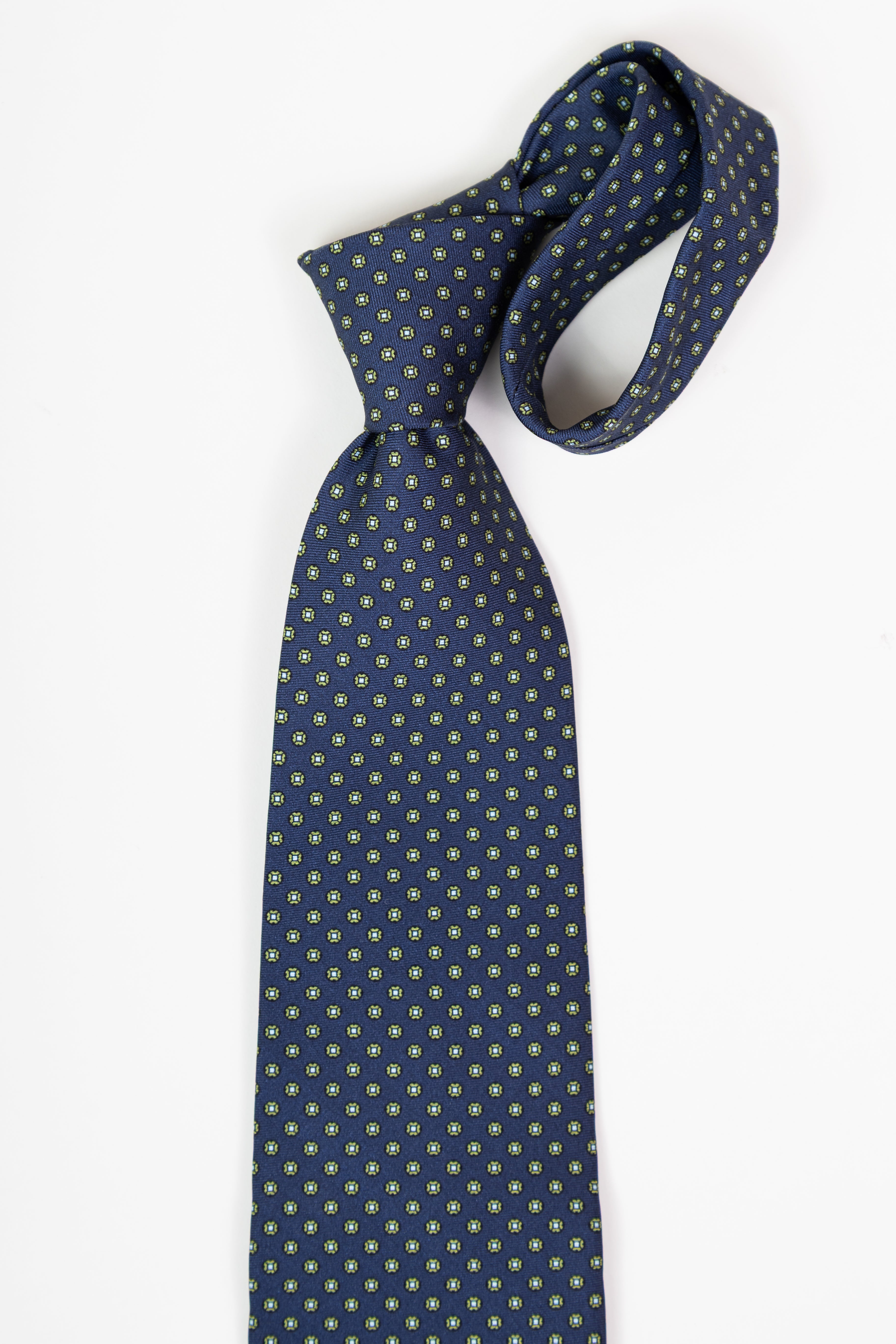 Corbata de seda printed floral navy and green / CASA SARTORIAL