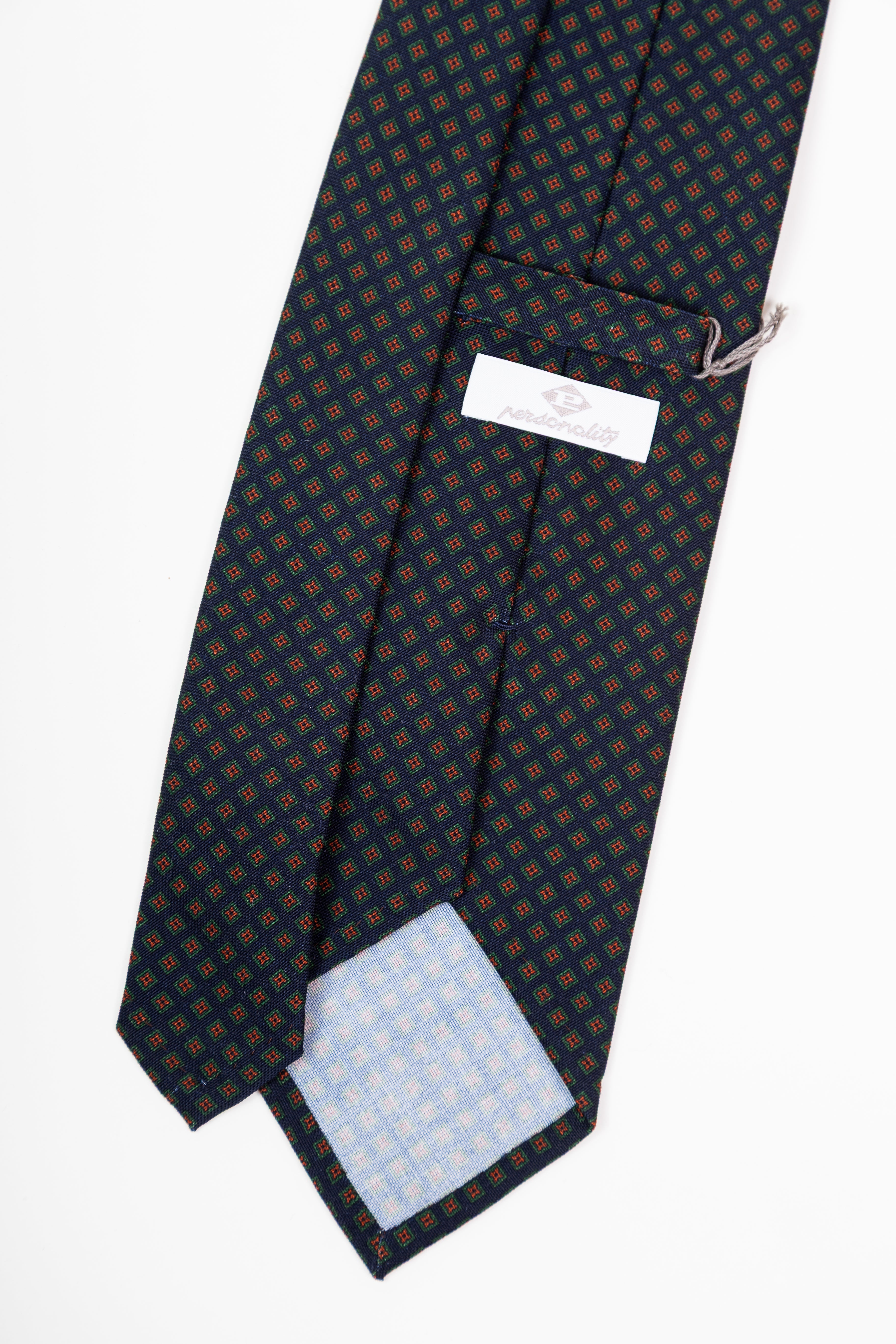 Corbata de lana & seda navy floral green and orange / CASA SARTORIAL