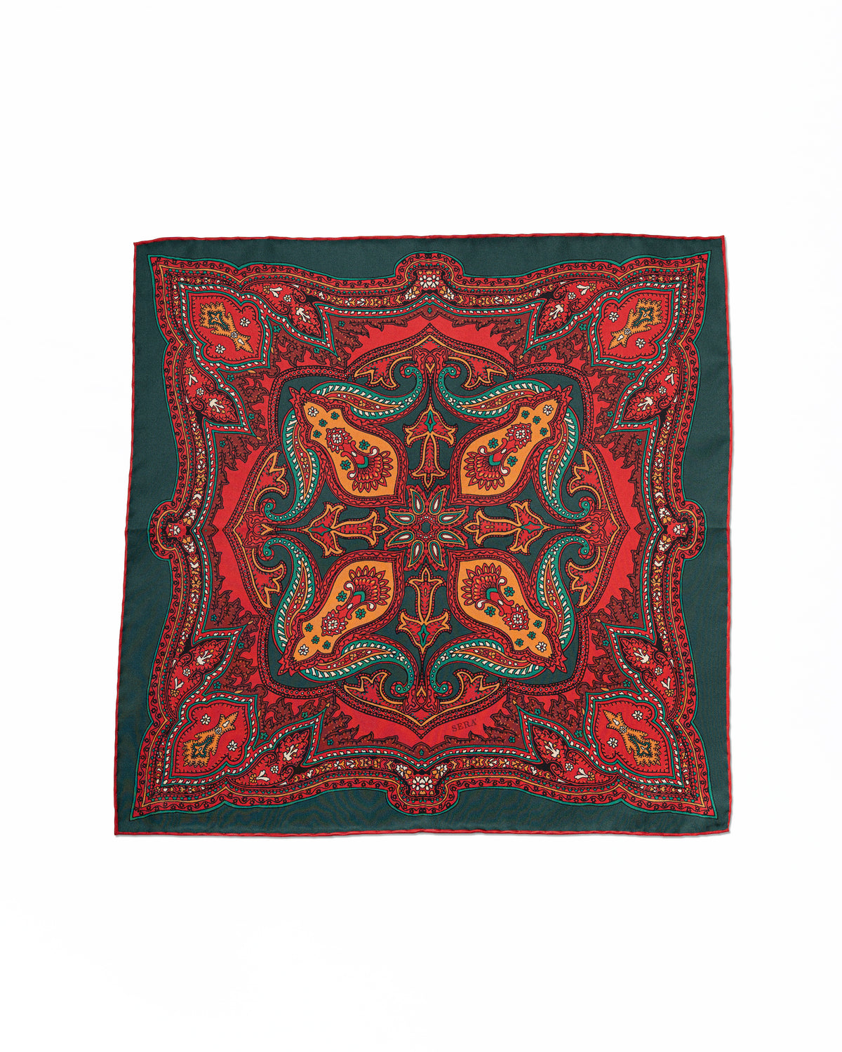 Pocket Square Verde y Rojo | Serà Fine Silk