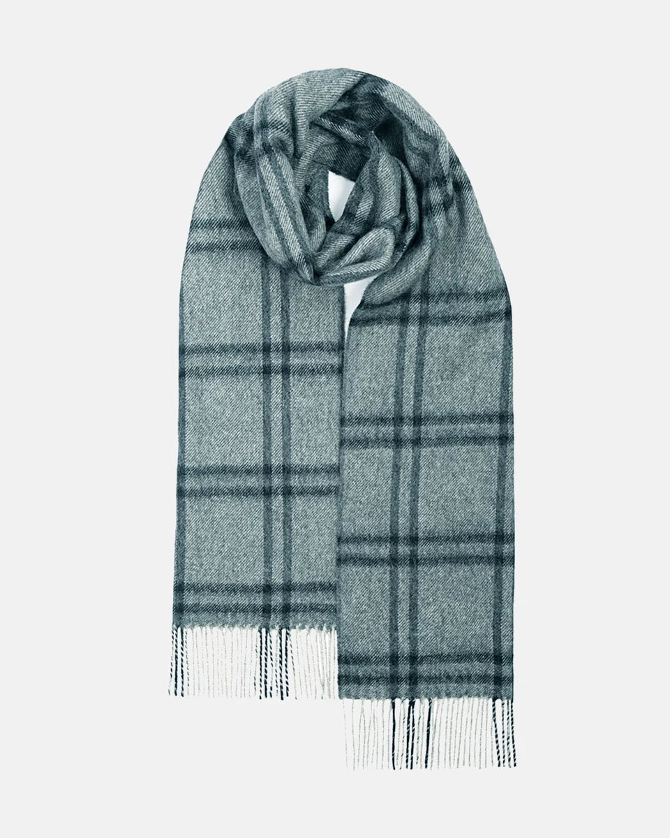 Oversized Lambswool Scarf - Grey Plaid