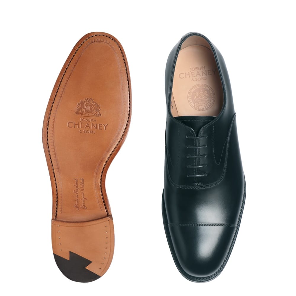Alfred Capped Oxford in Black Calf Leather / JOSEPH CHEANEY