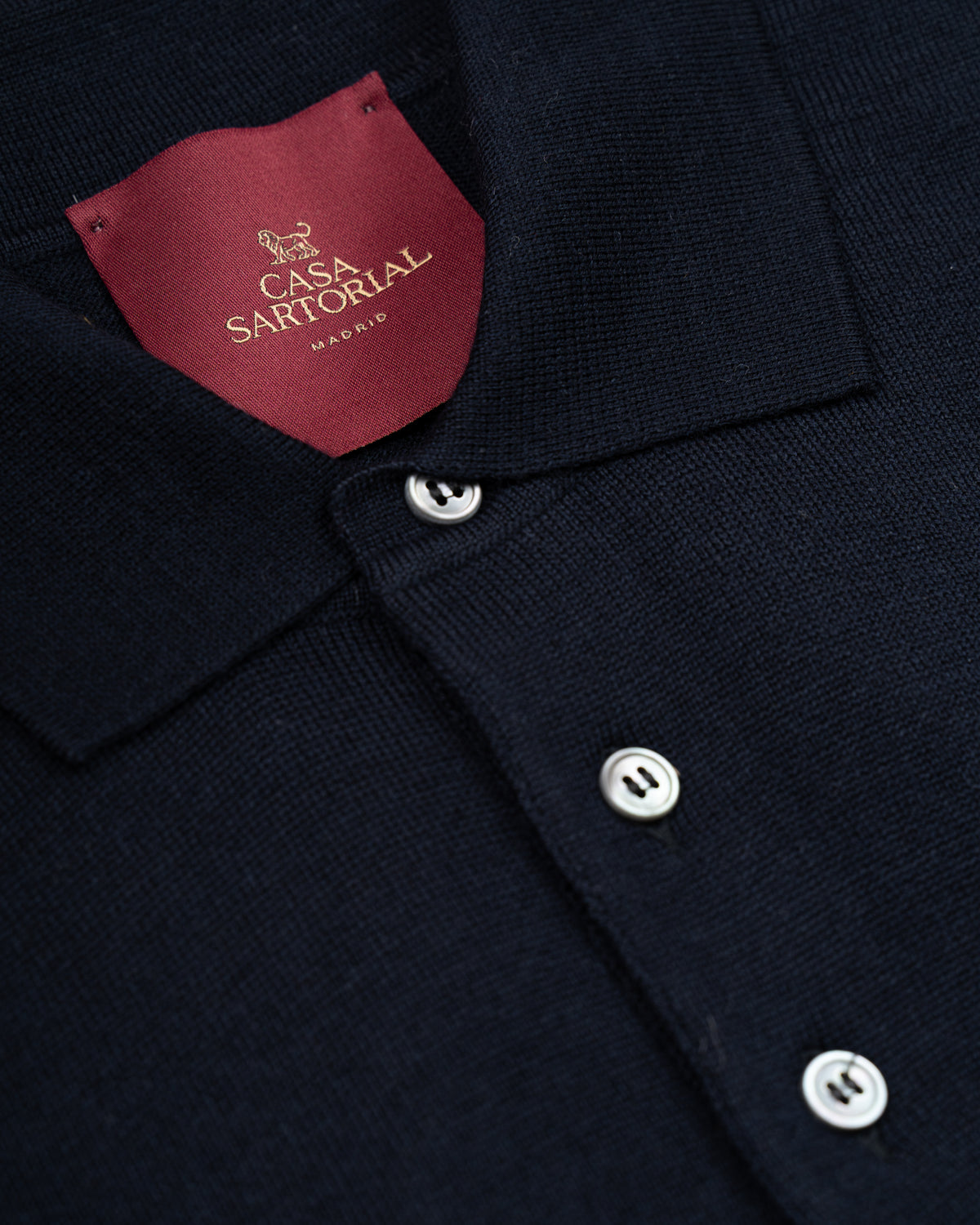 LONG SLEEVE KNITTED POLO CASA SARTORIAL - NAVY