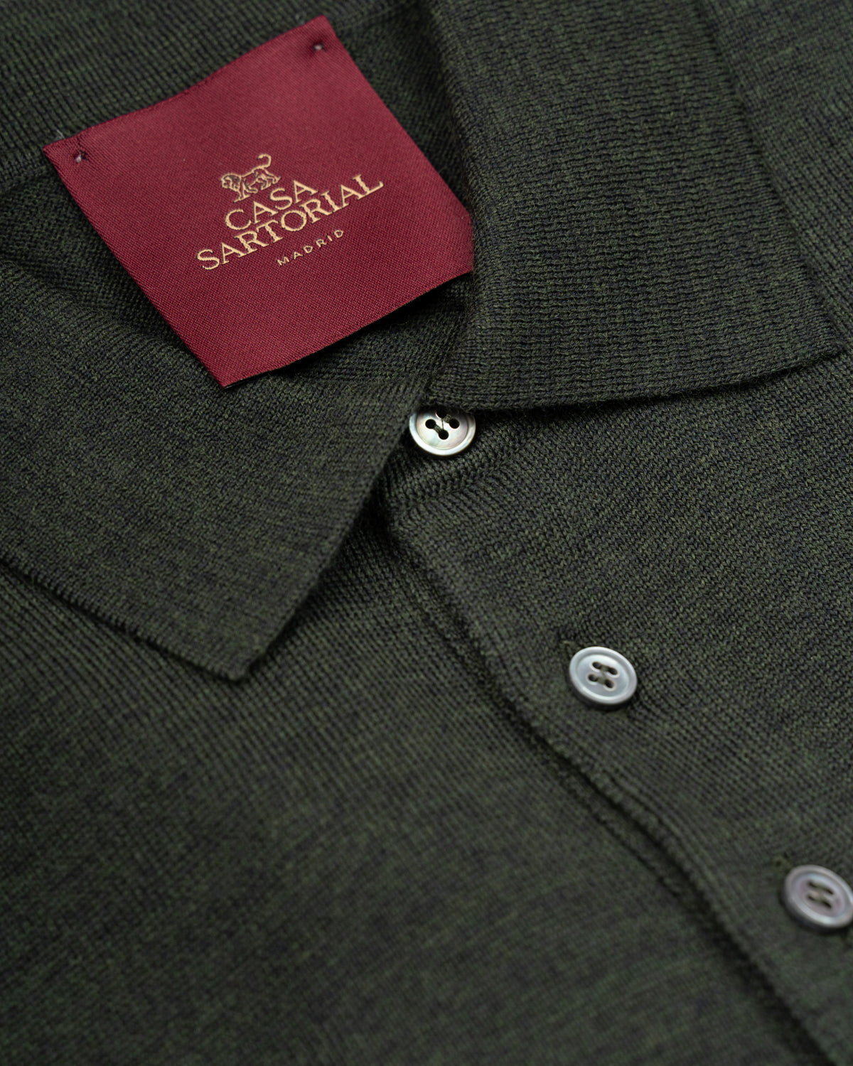 LONG SLEEVE KNITTED POLO CASA SARTORIAL - GREEN