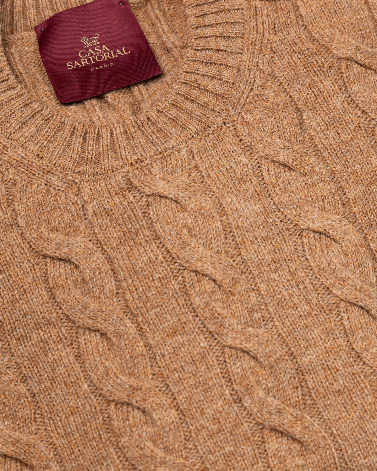 Cable Knit Crewneck Sweater Casa Sartorial - Chestnut