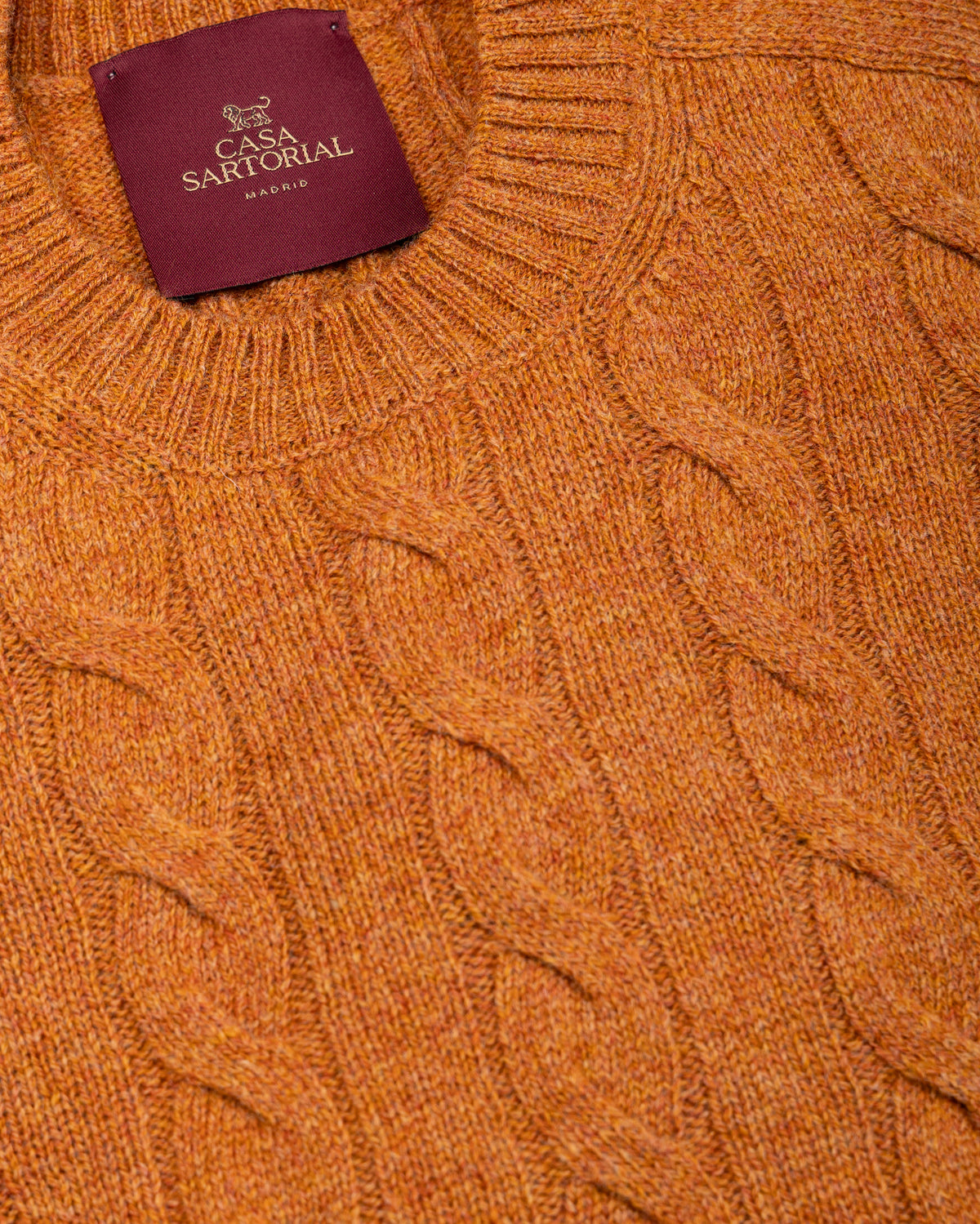 Cable Knit Crewneck Sweater Casa Sartorial - Orange