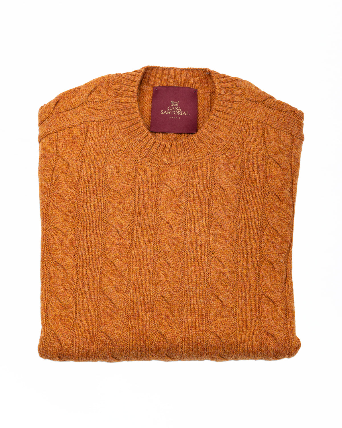 Cable Knit Crewneck Sweater Casa Sartorial - Orange