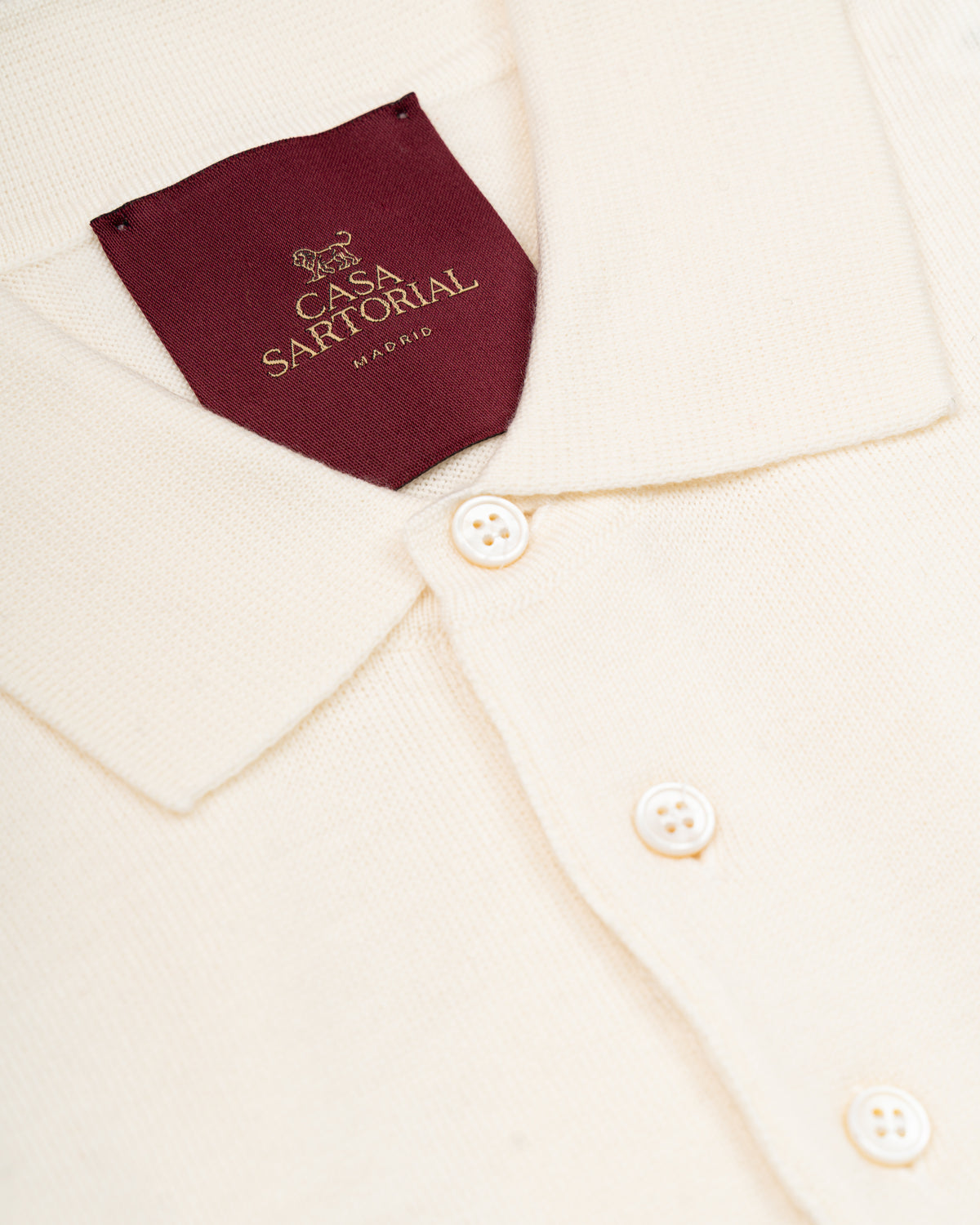 LONG SLEEVE KNITTED POLO CASA SARTORIAL - ECRU