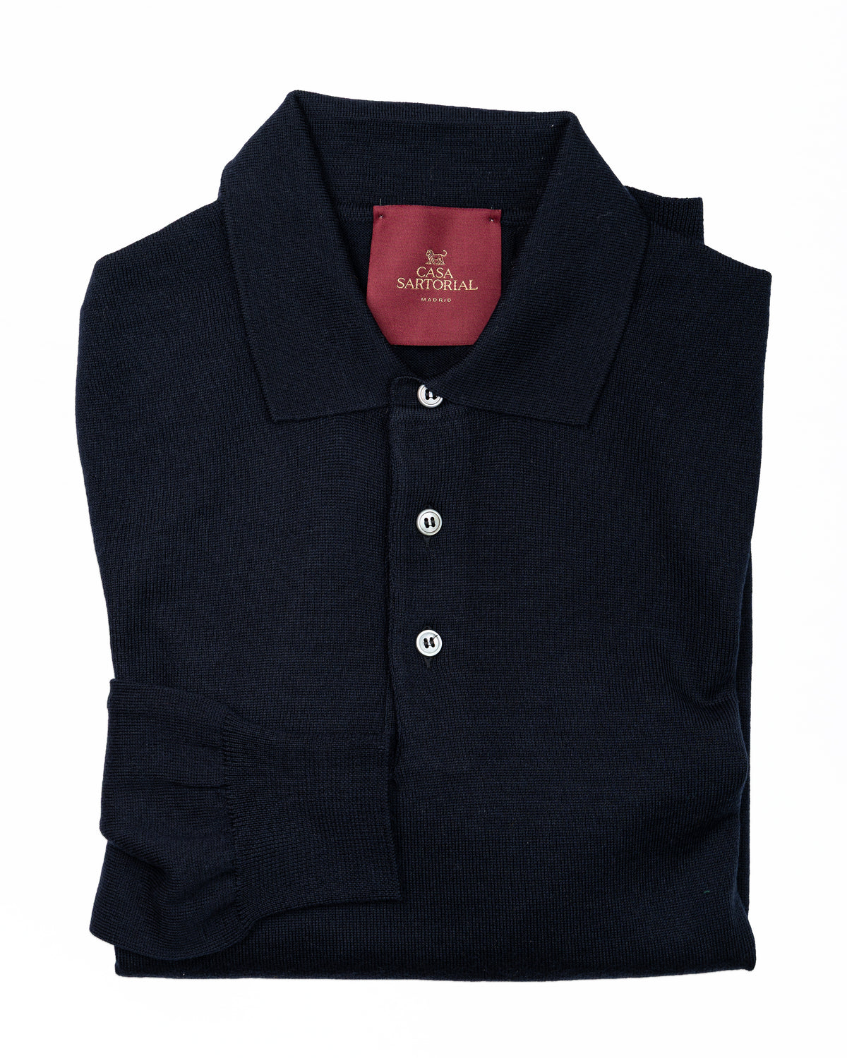 LONG SLEEVE KNITTED POLO CASA SARTORIAL - NAVY