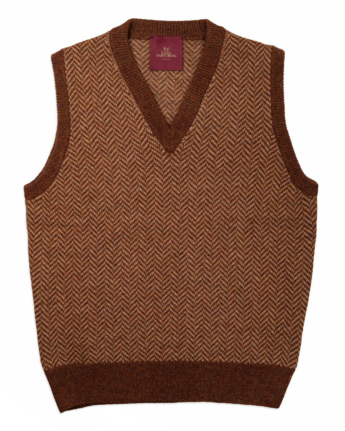 Knitted Sleeveless Vest Casa Sartorial - Caramel Brown