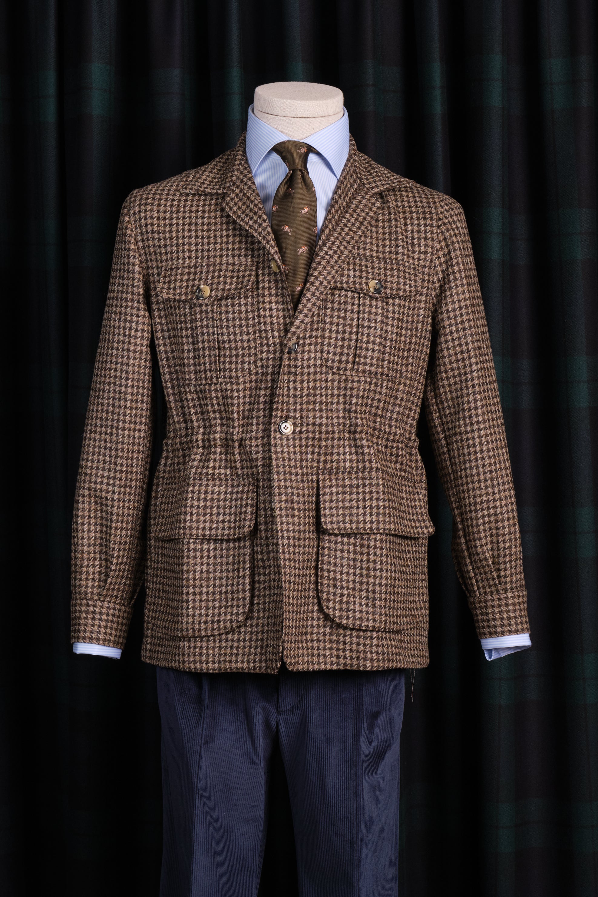 Sahariana Lana Tweed Houndstooth Marron / CASA SARTORIAL