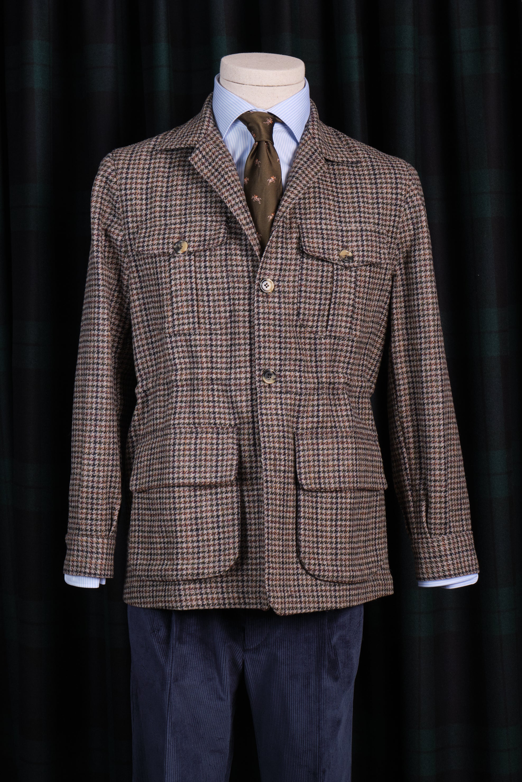 Sahariana Lana Tweed Houndstooth Grey / CASA SARTORIAL