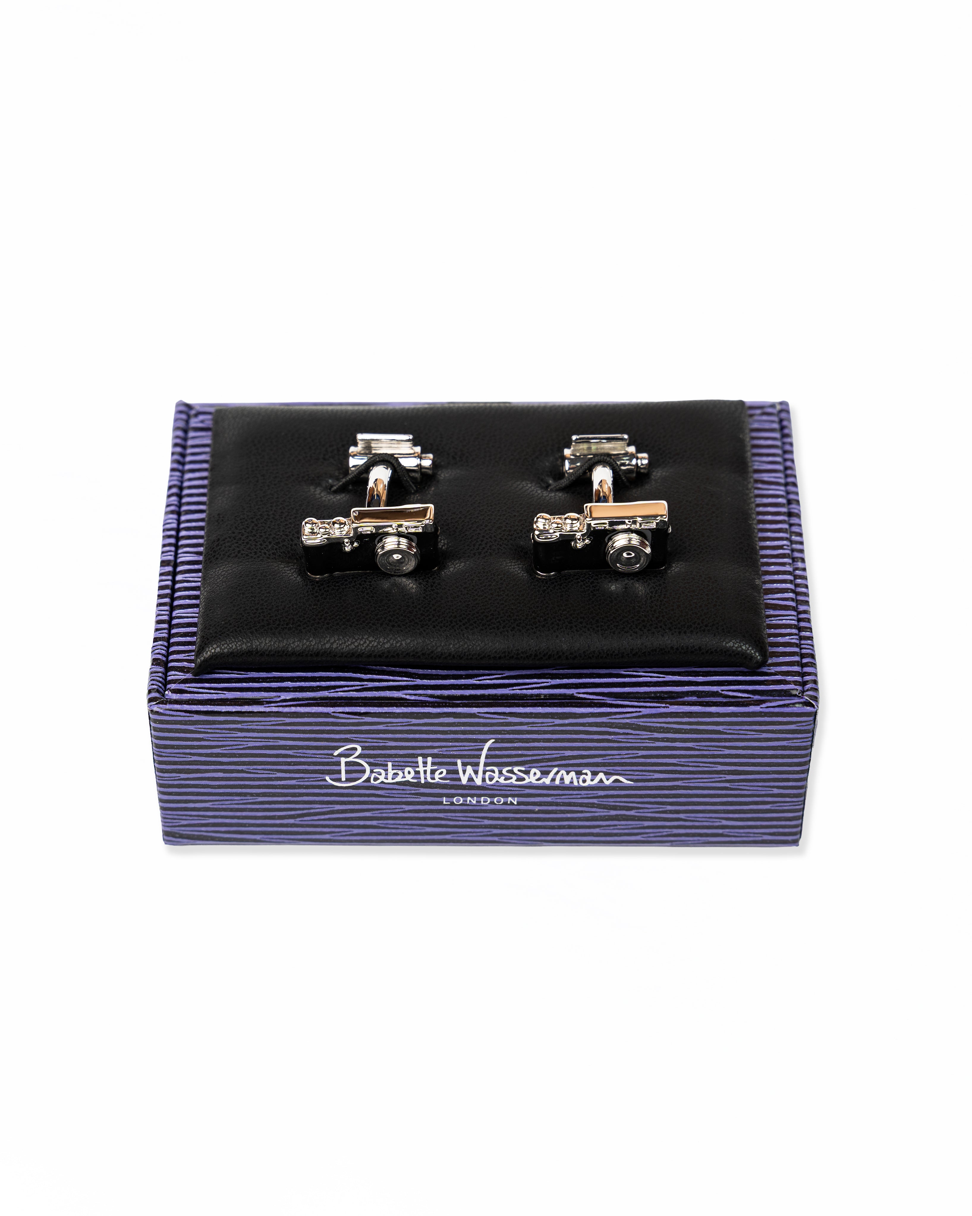 Retro Camera & Film Cufflinks Black | Babette Wasserman