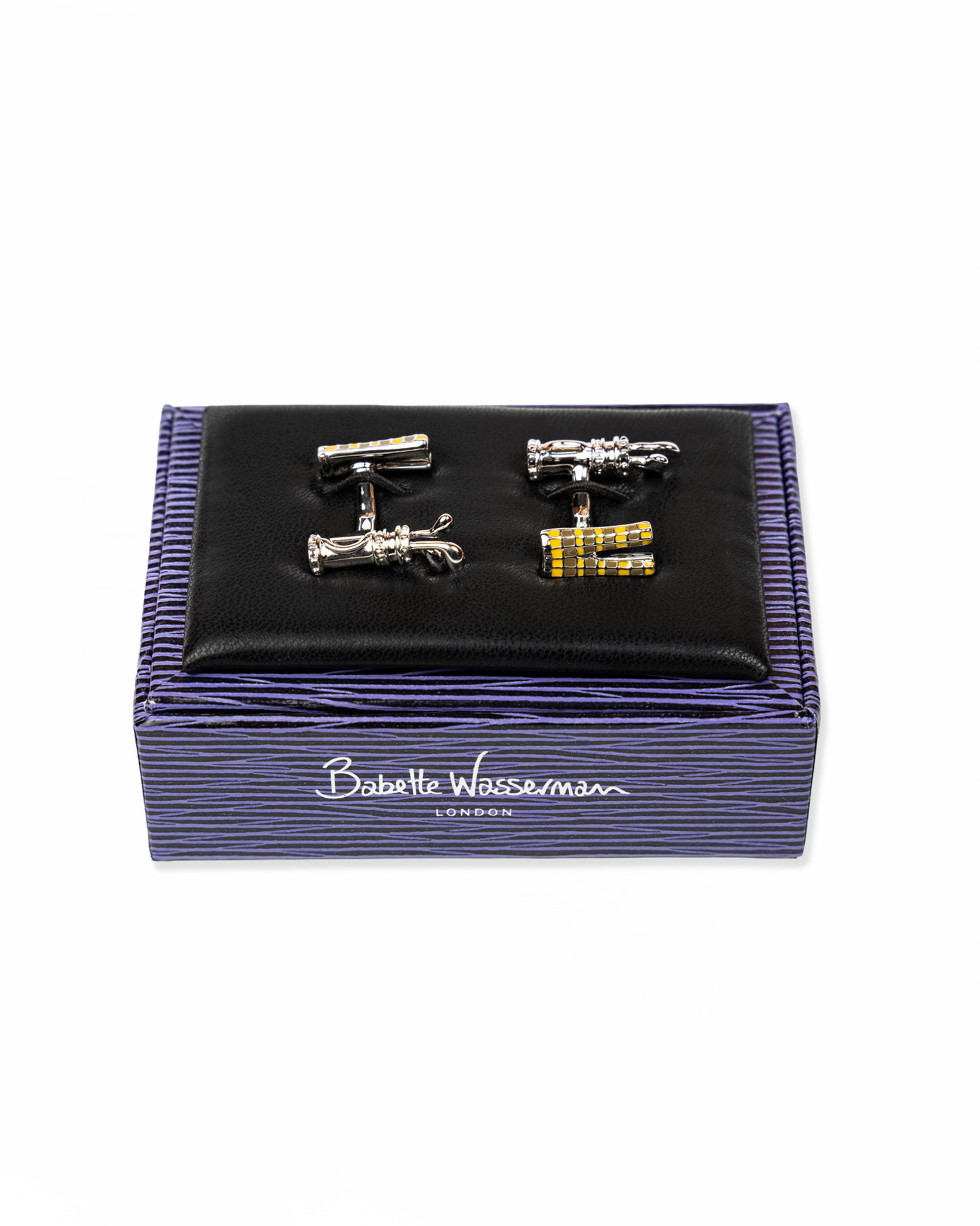 Golf and Trouser Cufflinks Yellow and Brown | Babette Wasserman