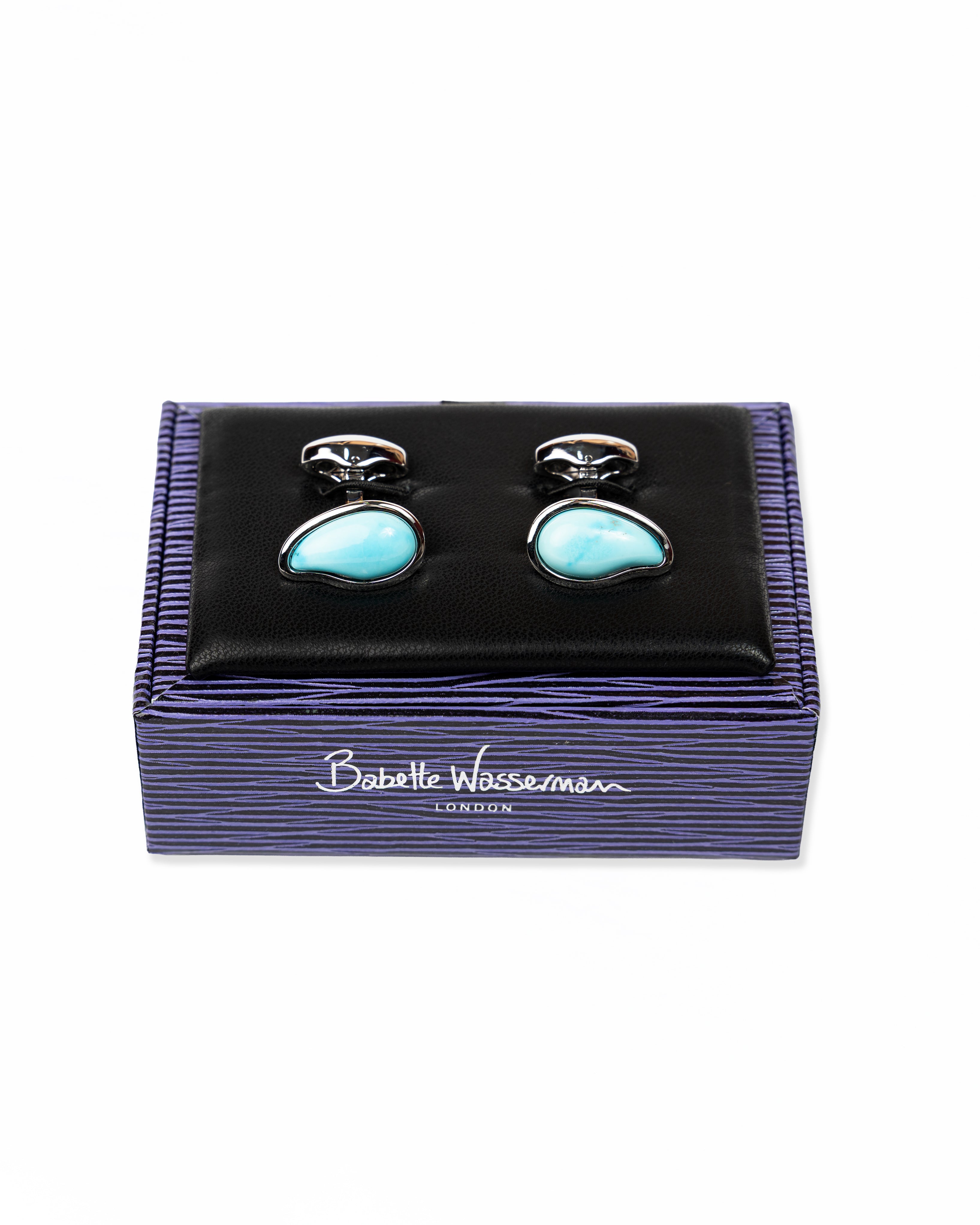 Chakra Pebble Cufflinks Blue Howlite | Babette Wasserman