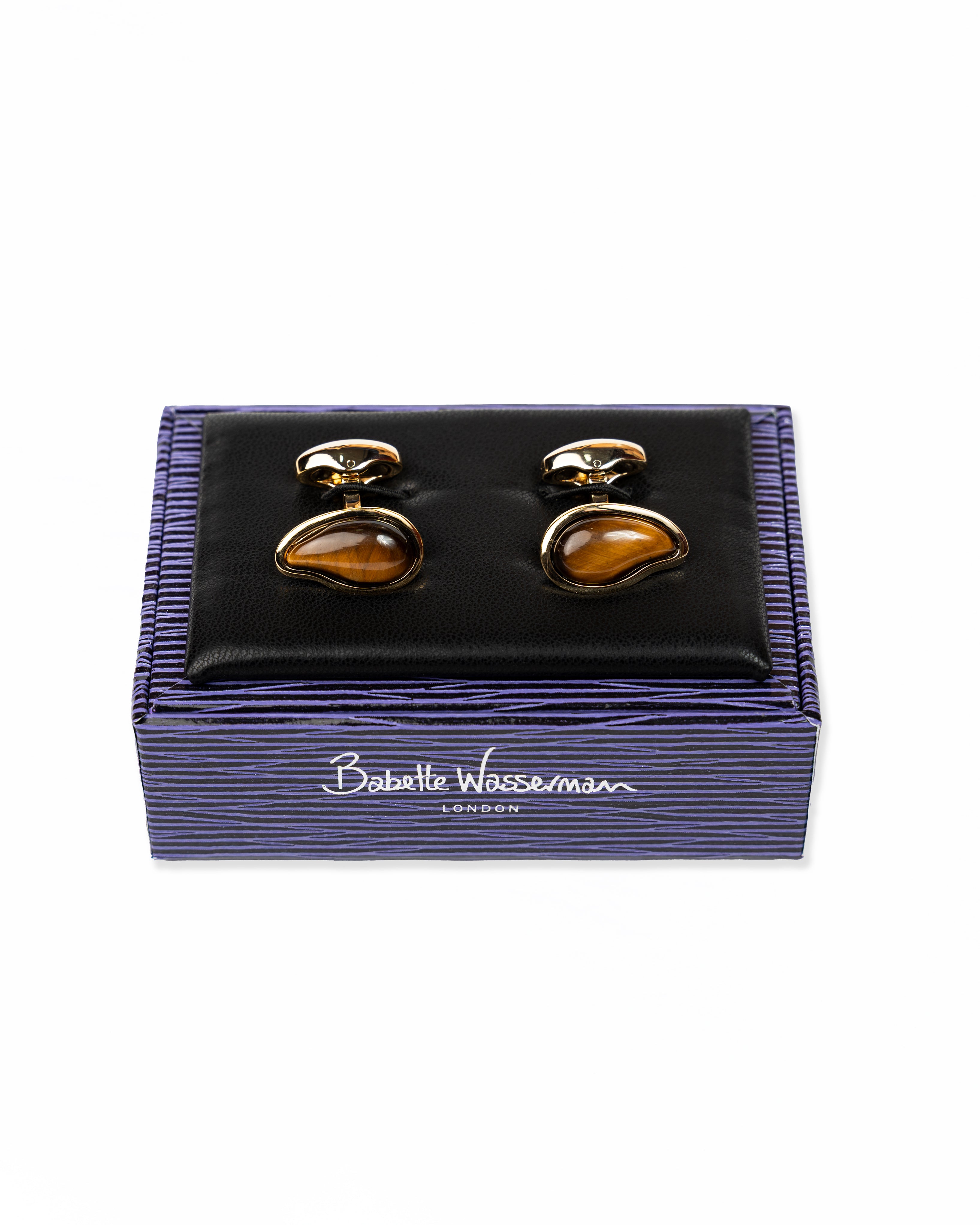 Chakra Pebble Cufflinks Tigers Eye | Babette Wasserman