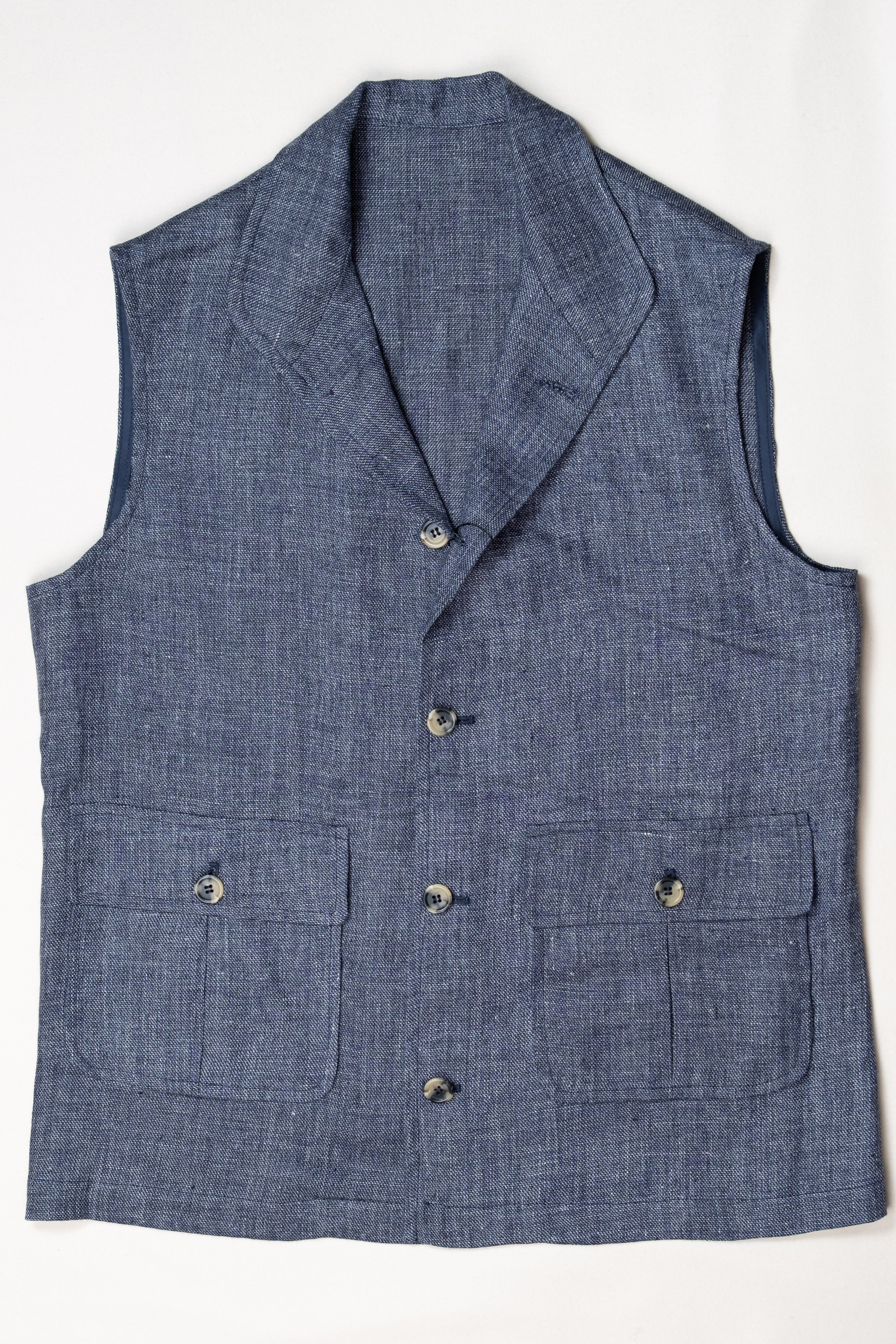 Chaleco Teba de Lino Azul Magee / CASA SARTORIAL