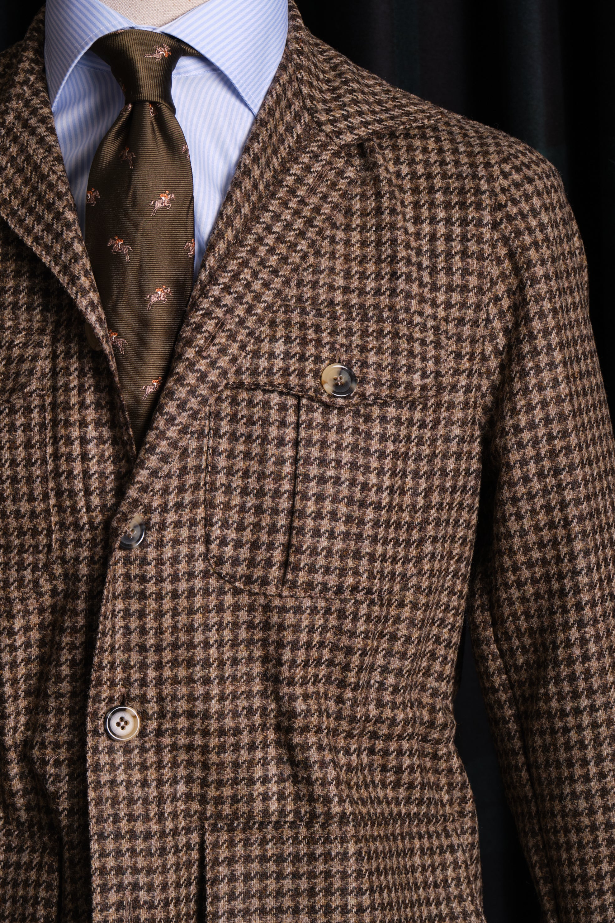 Sahariana Lana Tweed Houndstooth Marron / CASA SARTORIAL