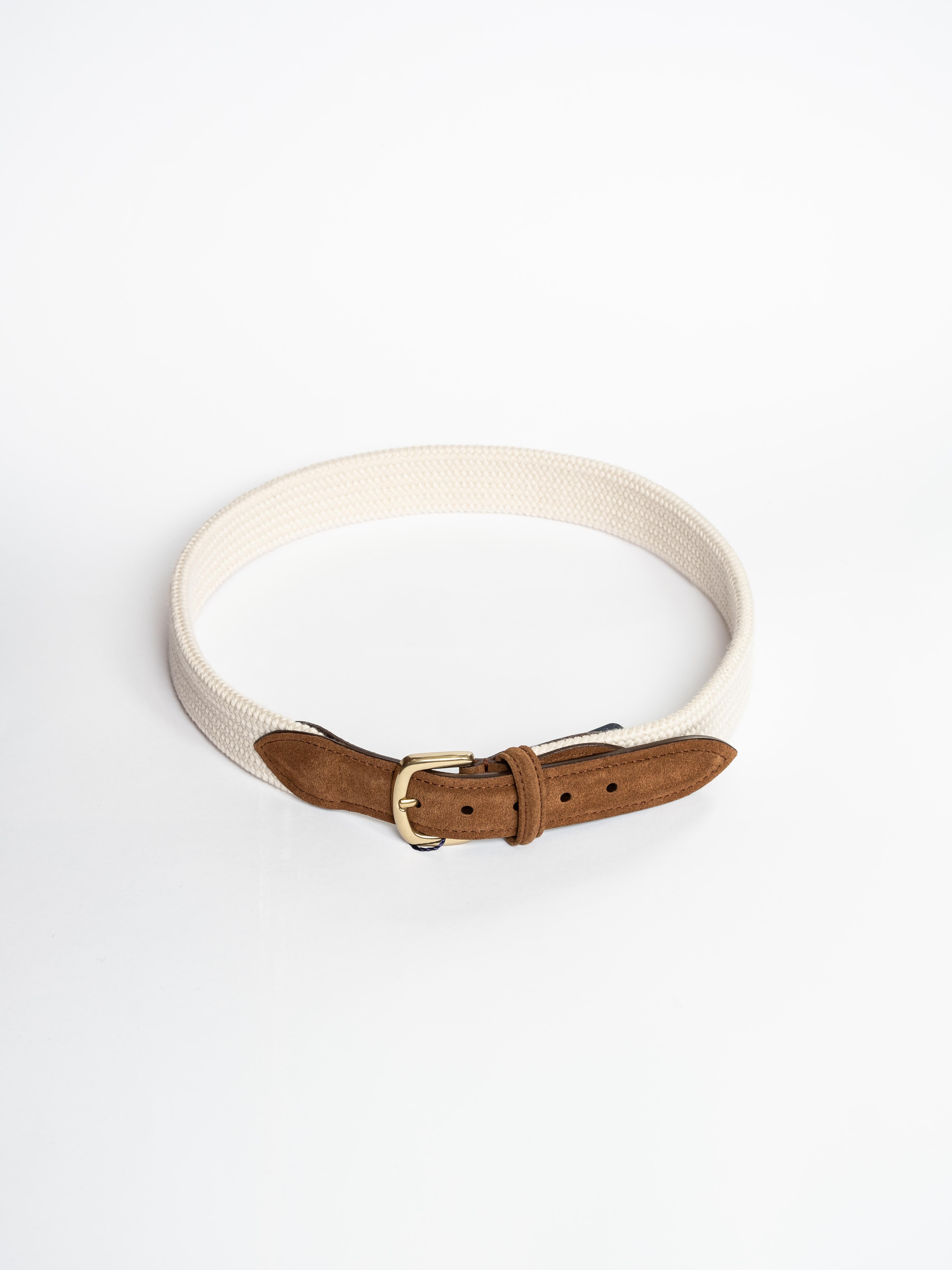 Cinturon de Piel & Elastico Lana Offwhite / ANDERSON'S