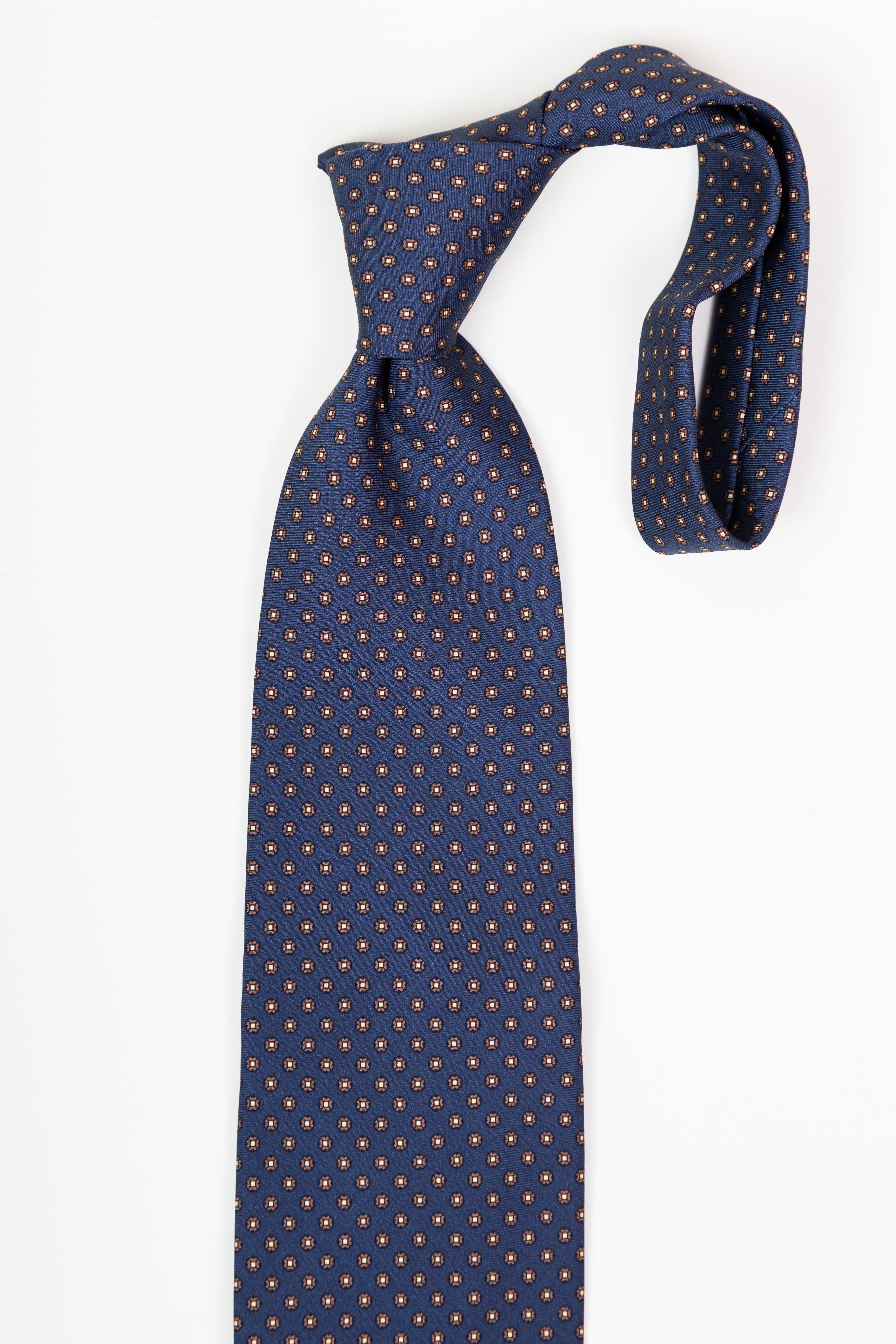 Corbata de seda printed floral navy and brown / CASA SARTORIAL