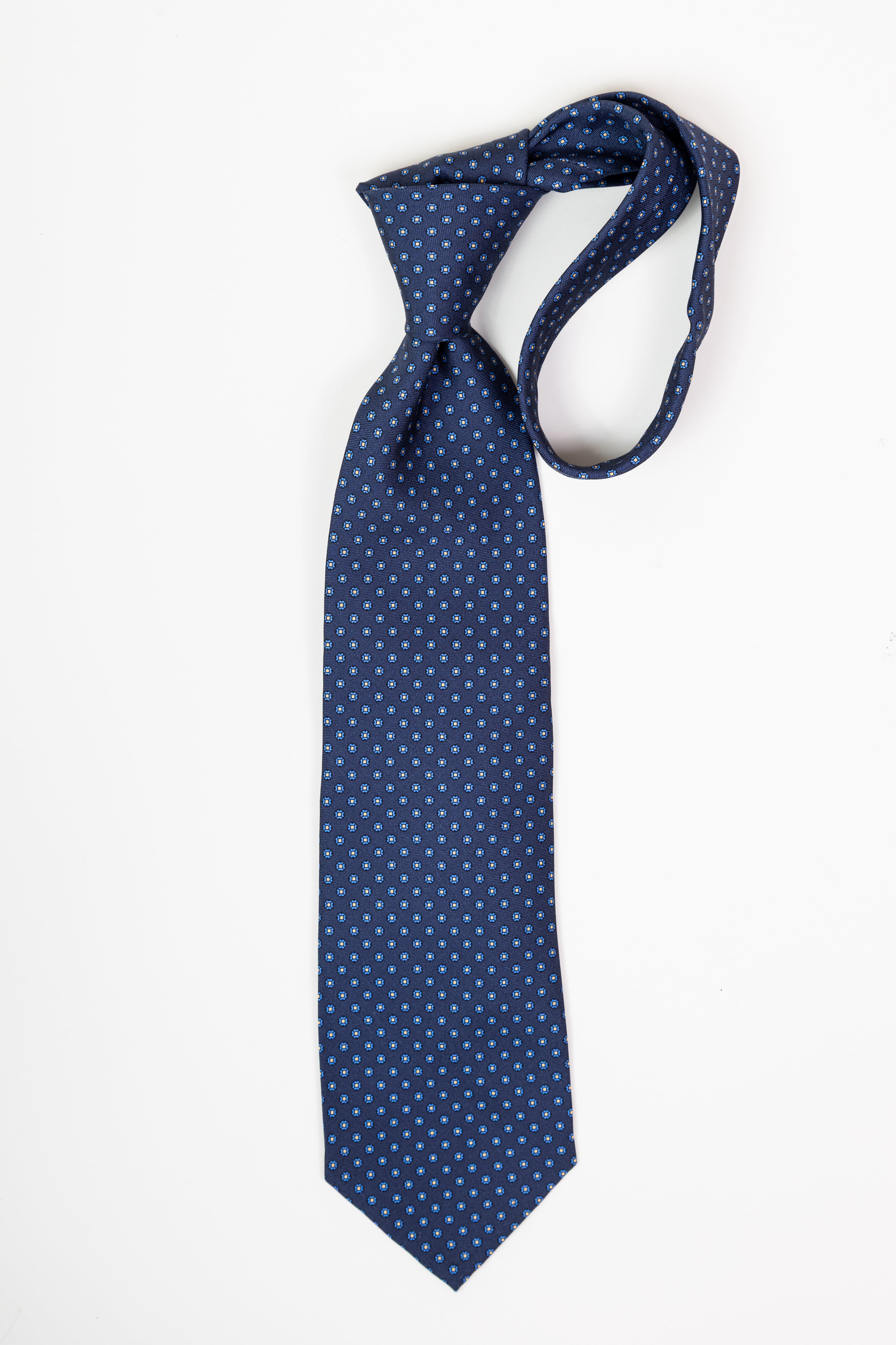Corbata de seda printed floral navy and blue / CASA SARTORIAL