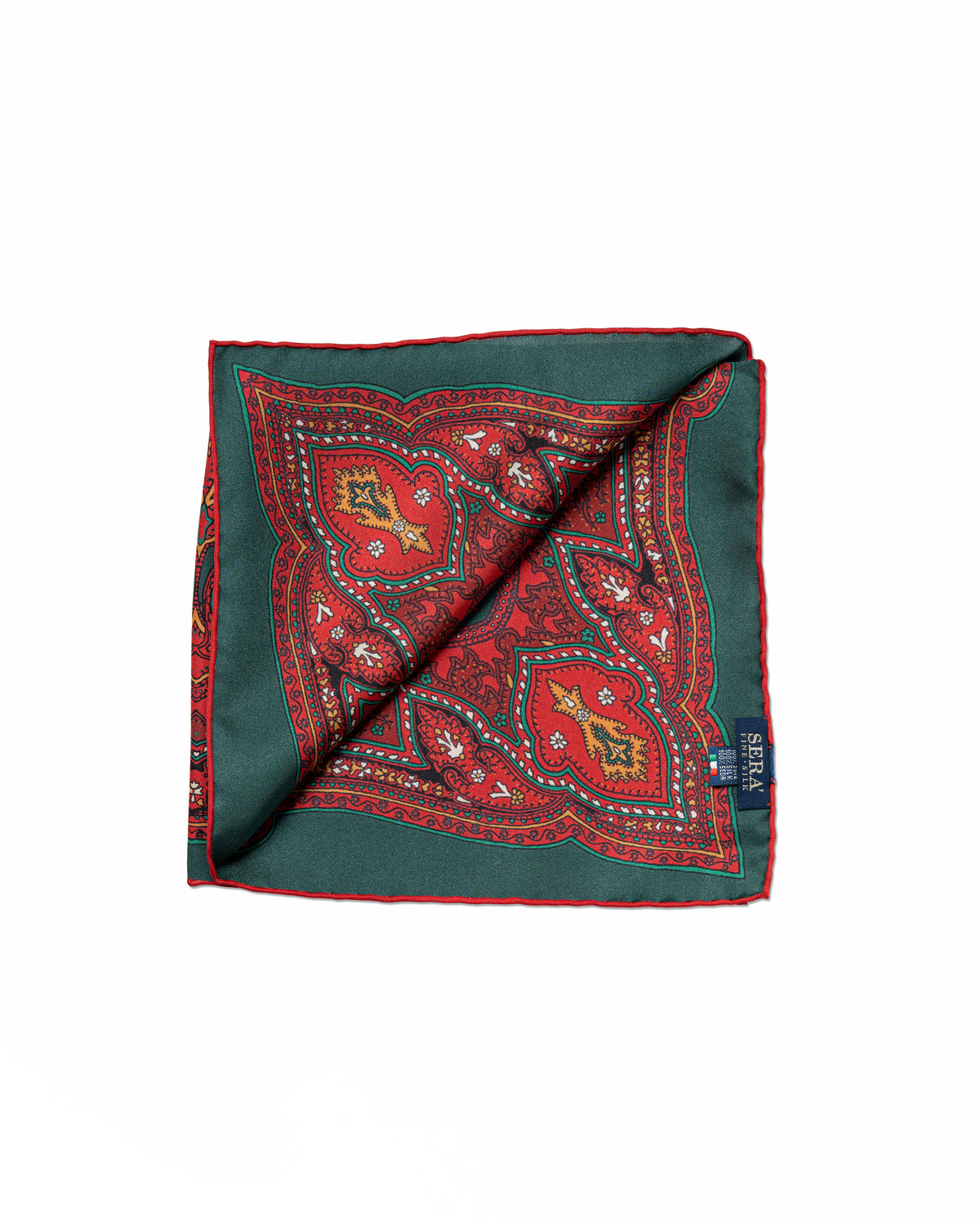Pocket Square Verde y Rojo  | Serà Fine Silk
