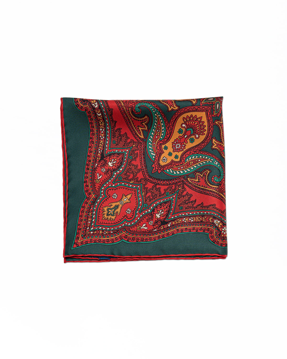 Pocket Square Verde y Rojo  | Serà Fine Silk